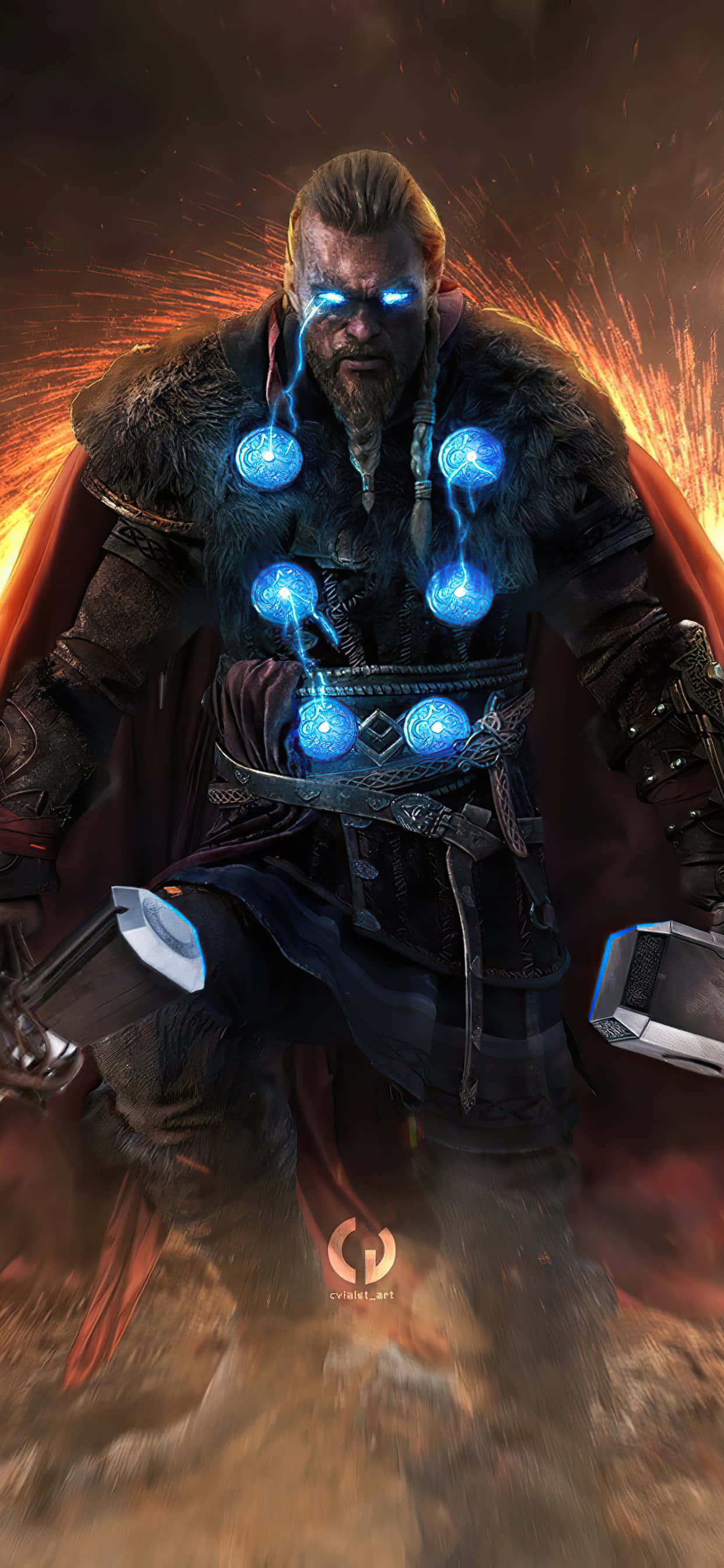 बिजली के देवता Eivor का iPhone XS Max Assassin's Creed Valhalla बैकग्राउंड वॉलपेपर