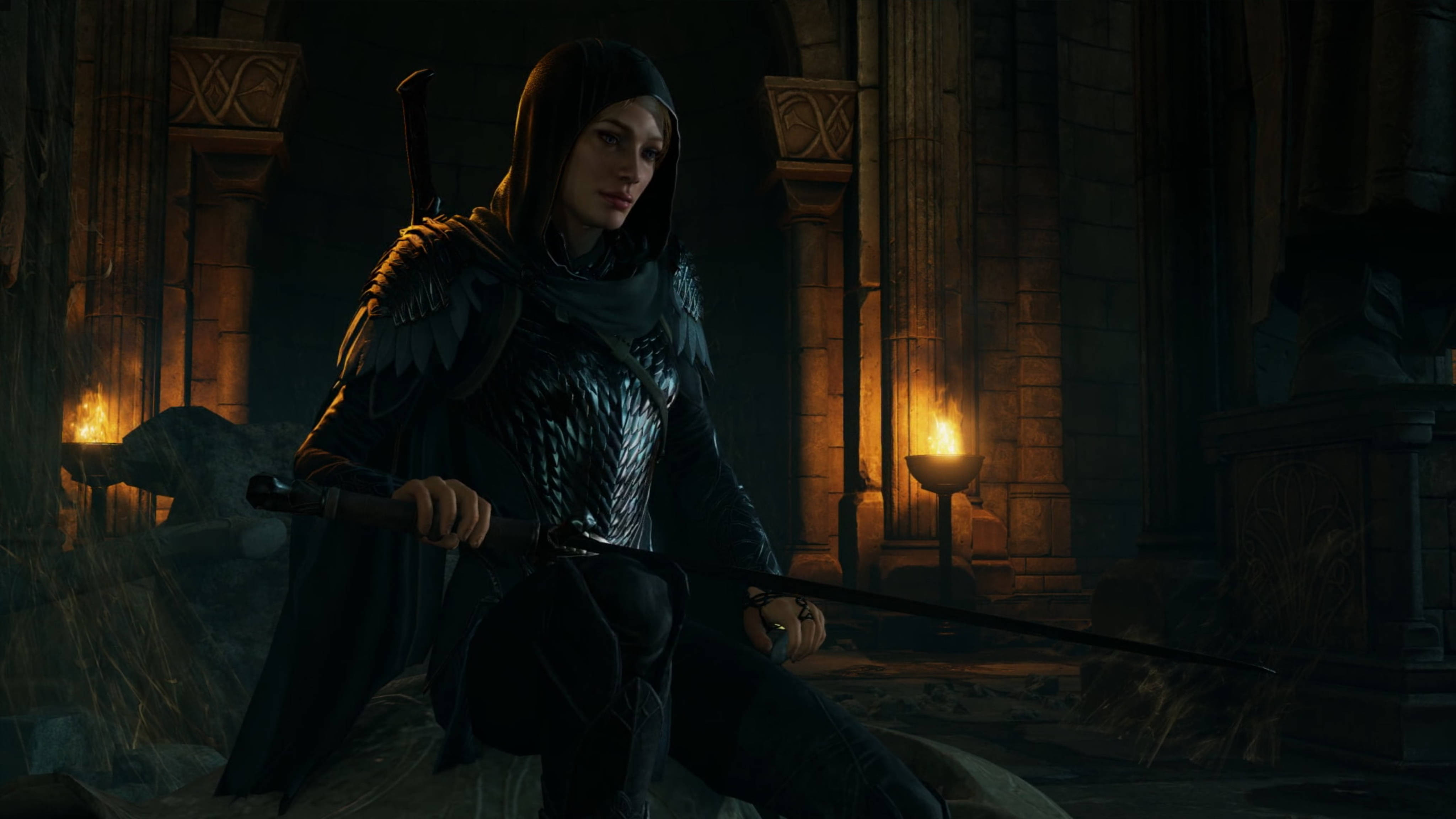 Eltariel Shadow of War में ईगल आर्मर के साथ युद्ध की तैयारी में 4K। वॉलपेपर