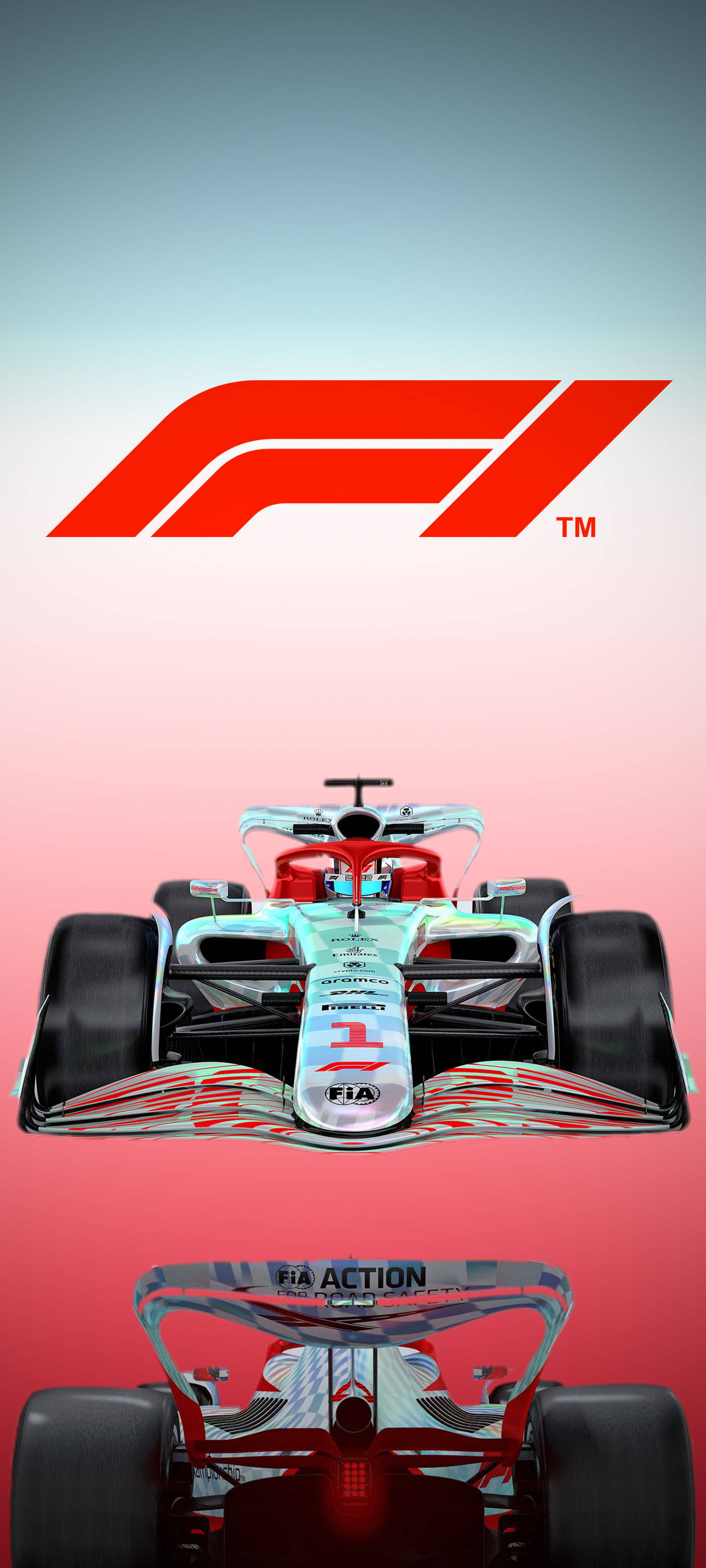 F1 लोगो ग्रेडिएंट बैकग्राउंड आईफोन वॉलपेपर