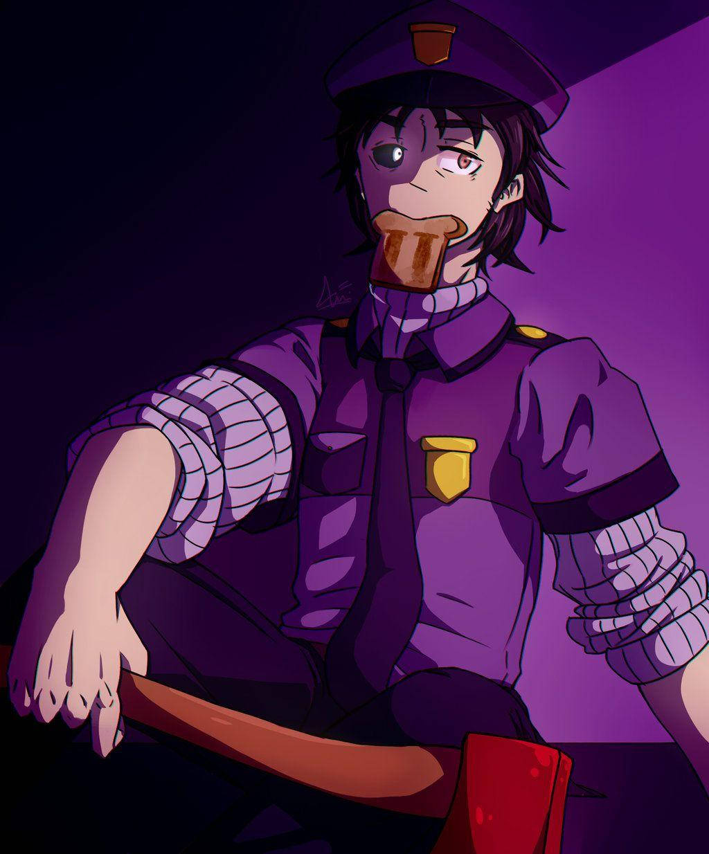 FNAF पर्पल गाय एनीमे फैनआर्ट वॉलपेपर