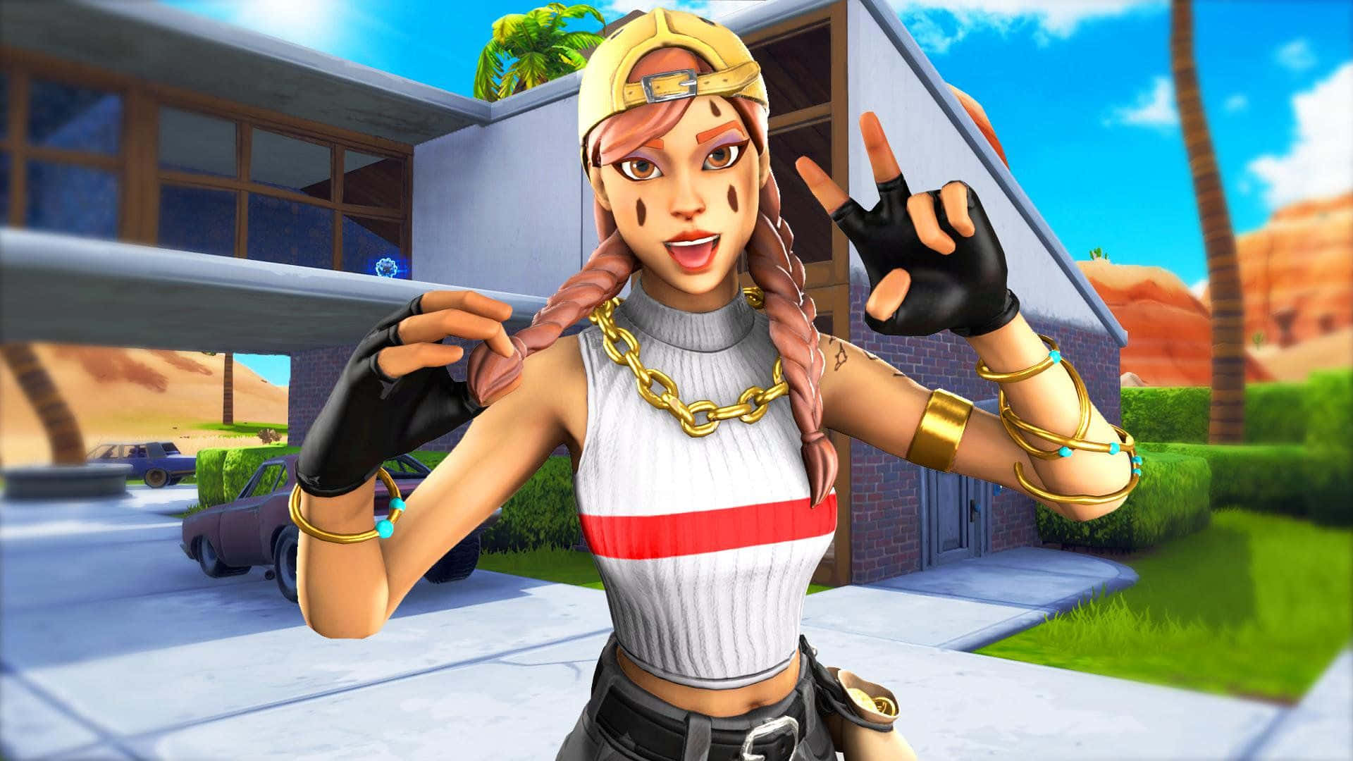 Fortnite Aura Skin वीडियो गेम खूबसूरत कूल पोज़ वॉलपेपर