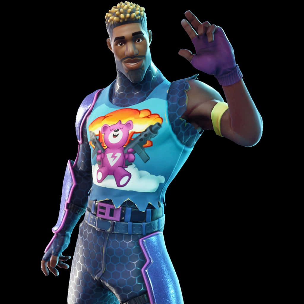 Fortnite किरदार हाथ हिलाकर नमस्ते कह रहा है वॉलपेपर