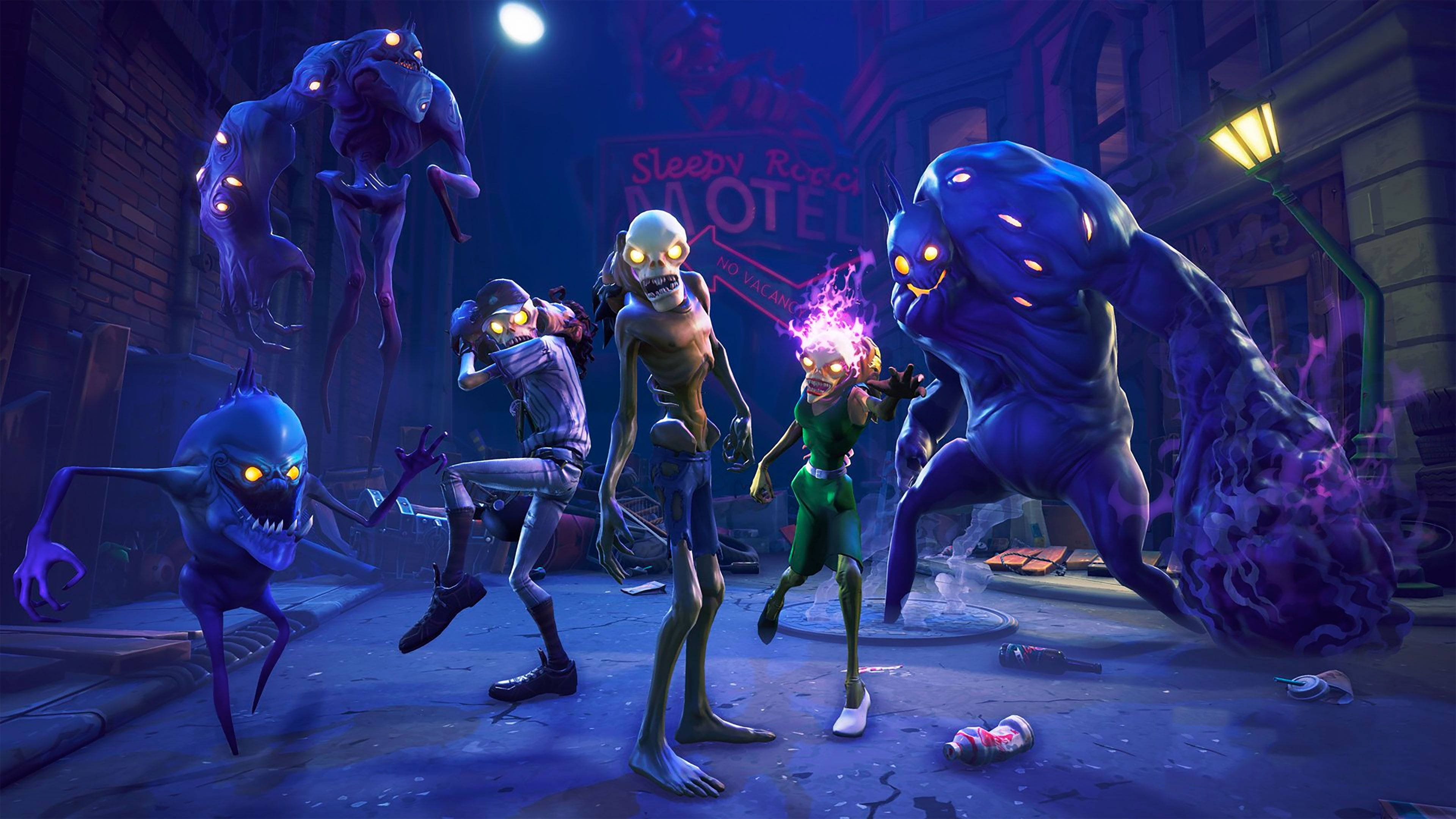 Fortnite ज़ोंबी और मिनी-बॉस के खिलाफ लड़ाई की तैयारी करें वॉलपेपर