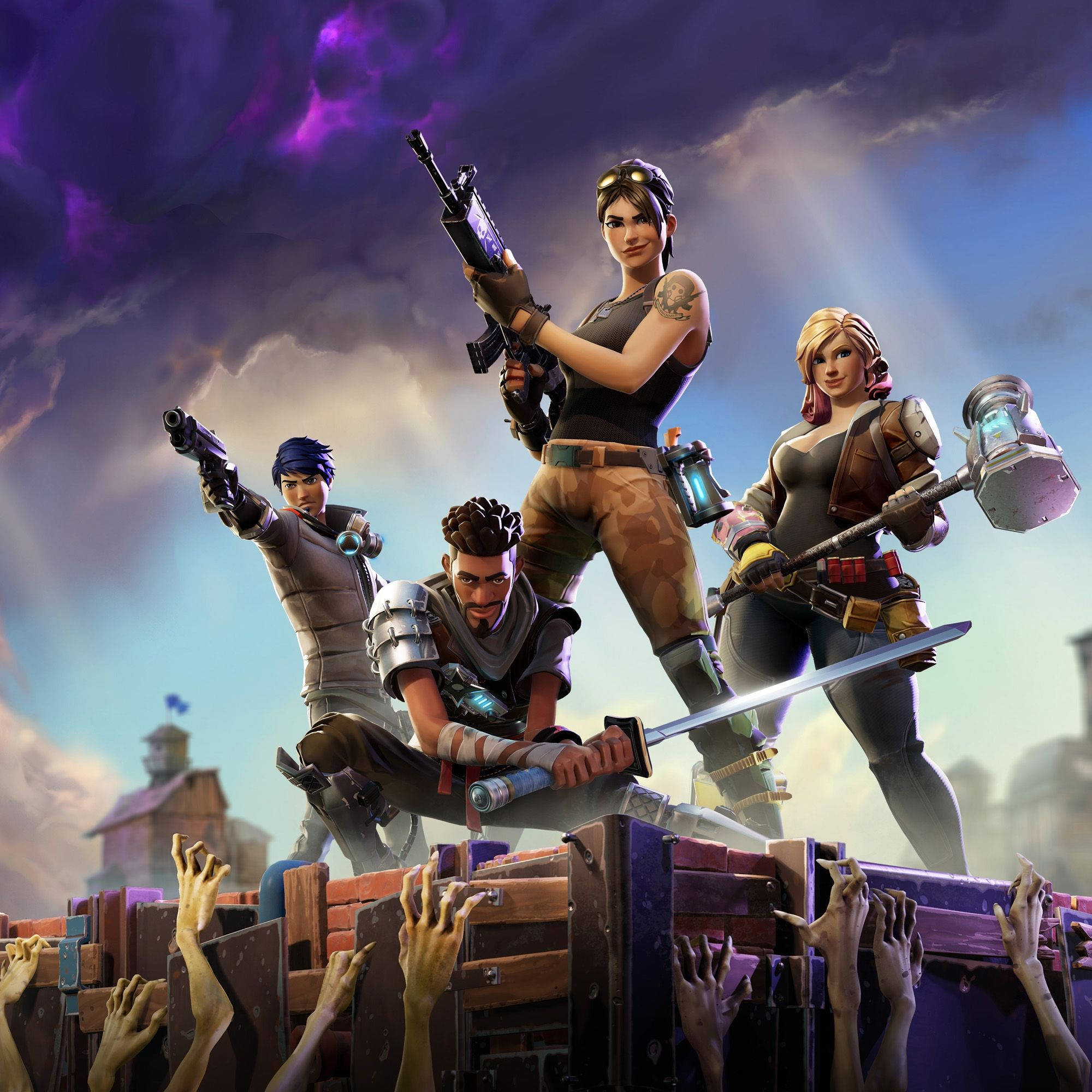 Fortnite के युद्धक्षेत्रों में चार बचे लोगों से जुड़ें! वॉलपेपर