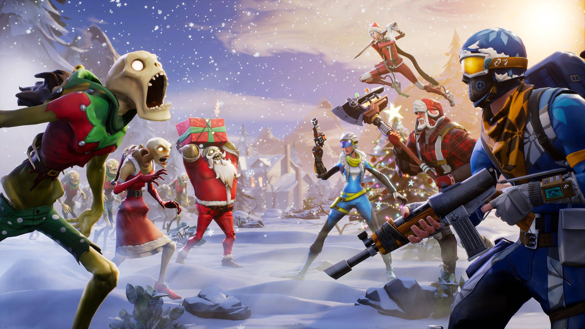 Fortnite में Save the World मोड, क्रिसमस संस्करण HD वॉलपेपर।