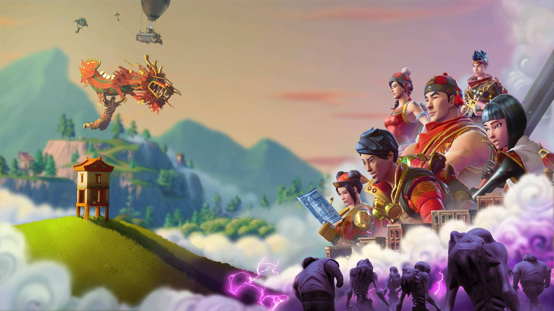 Fortnite HD वॉलपेपर का चीनी नव वर्ष थीम वाला पोस्टर।