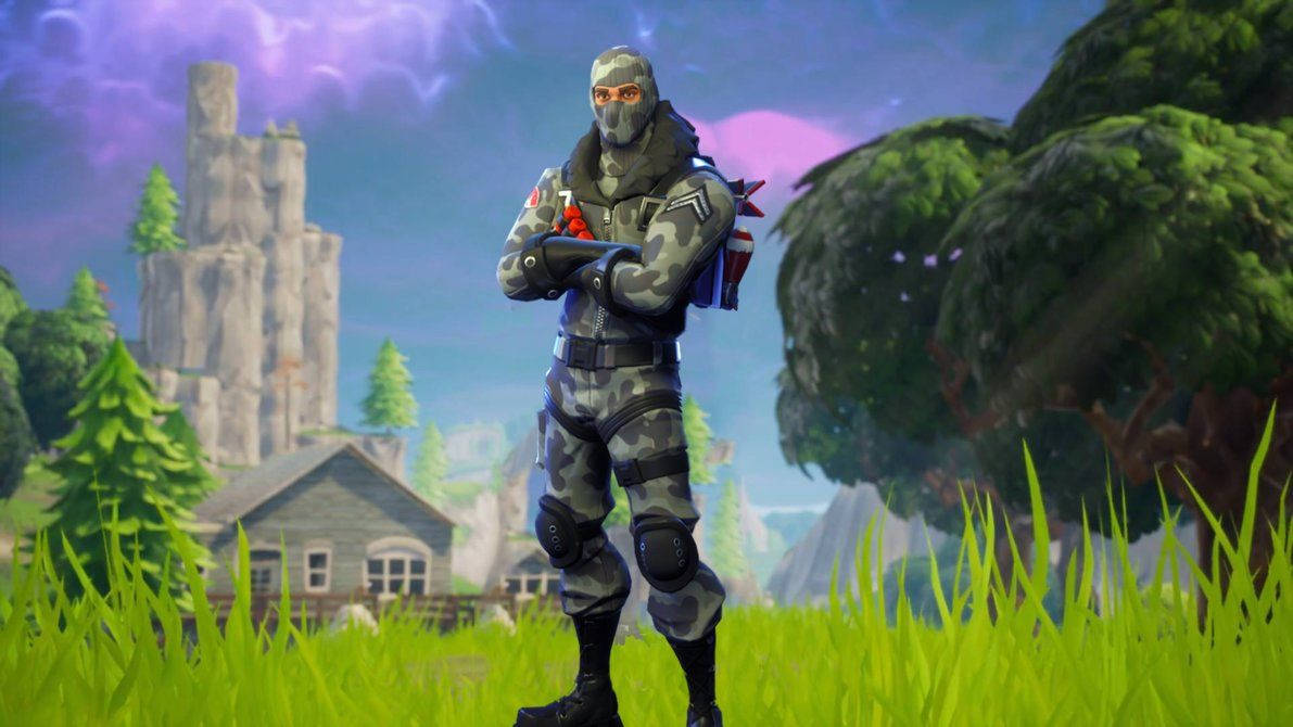 Fortnite गेम वॉलपेपर में Havoc स्किन में एक पात्र।