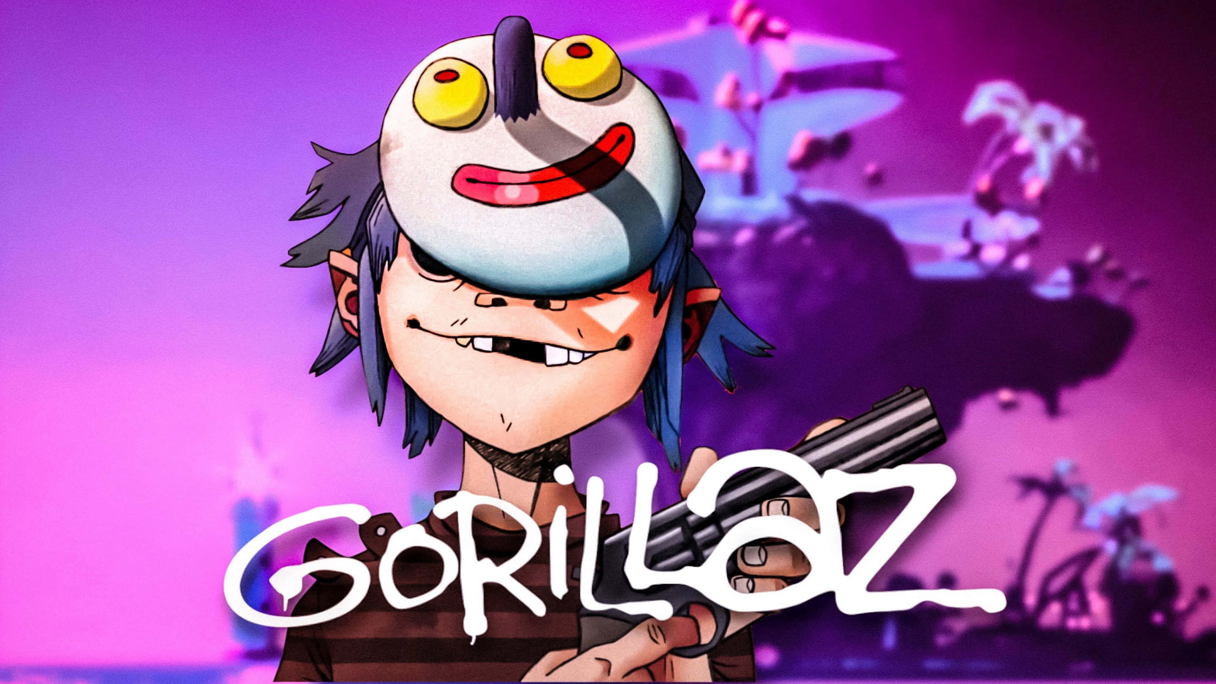Gorillaz 4K 2D पर्पल एस्थेटिक वॉलपेपर