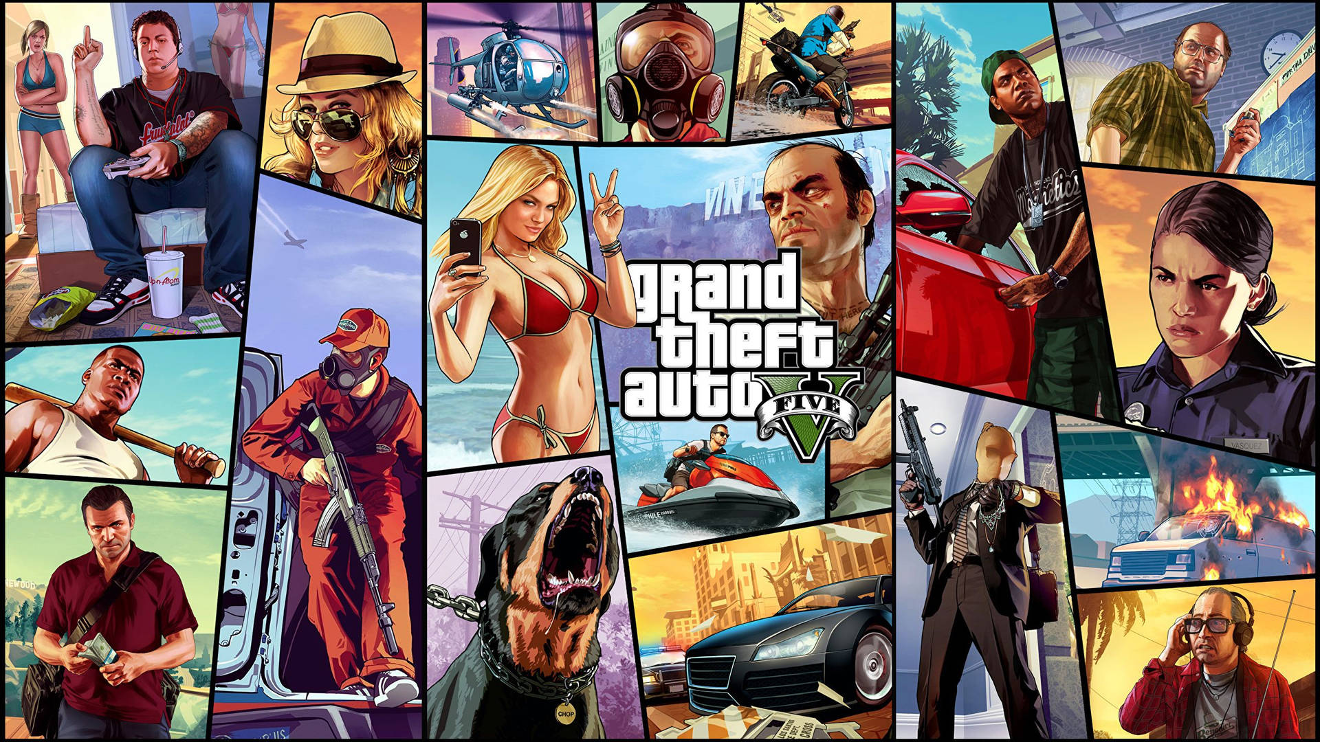 GTA 5 2560x1440 टाइल कोलाज — जीटीए वॉलपेपर