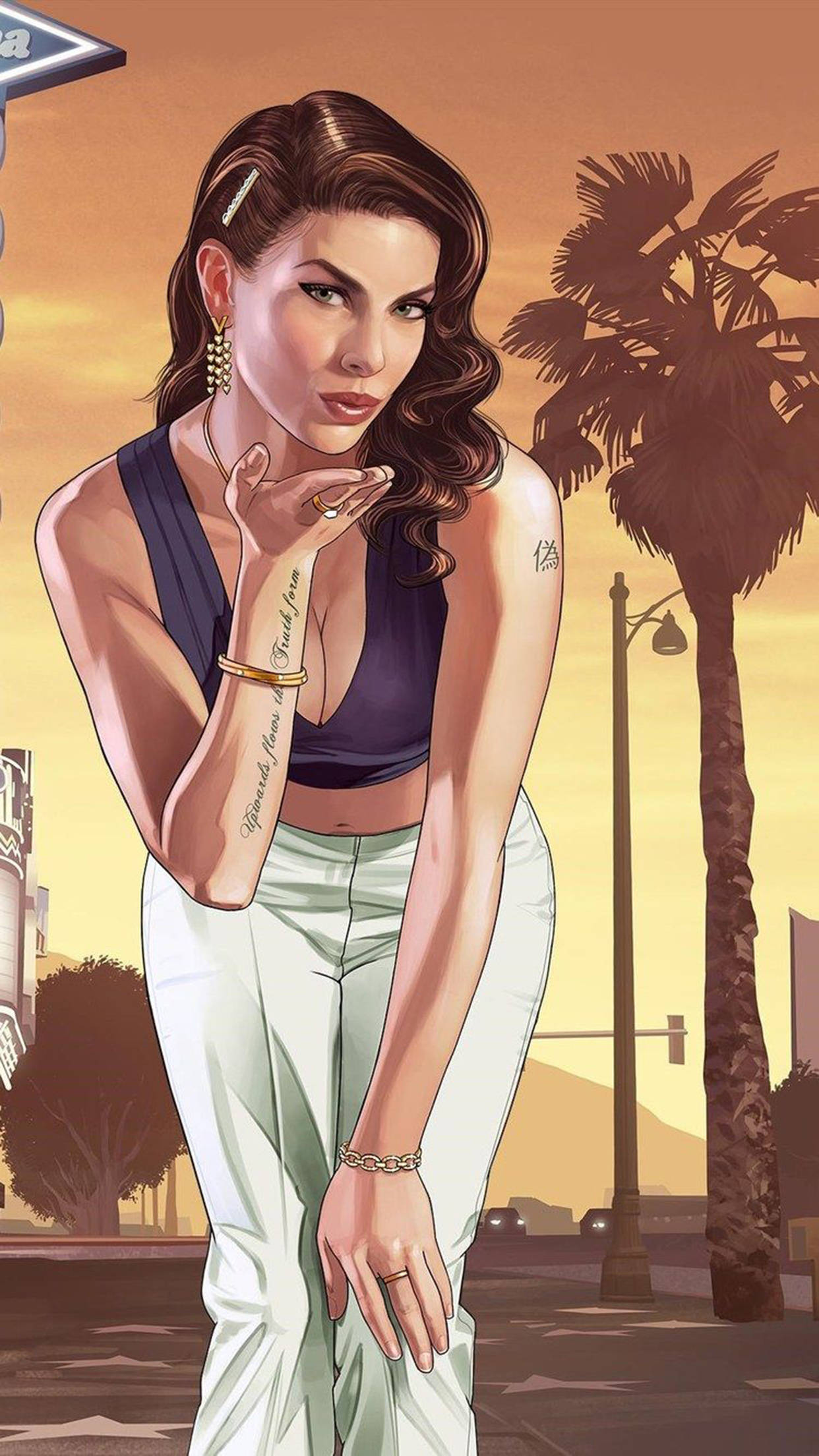 GTA iPhone ब्रुनेट लड़की वॉलपेपर