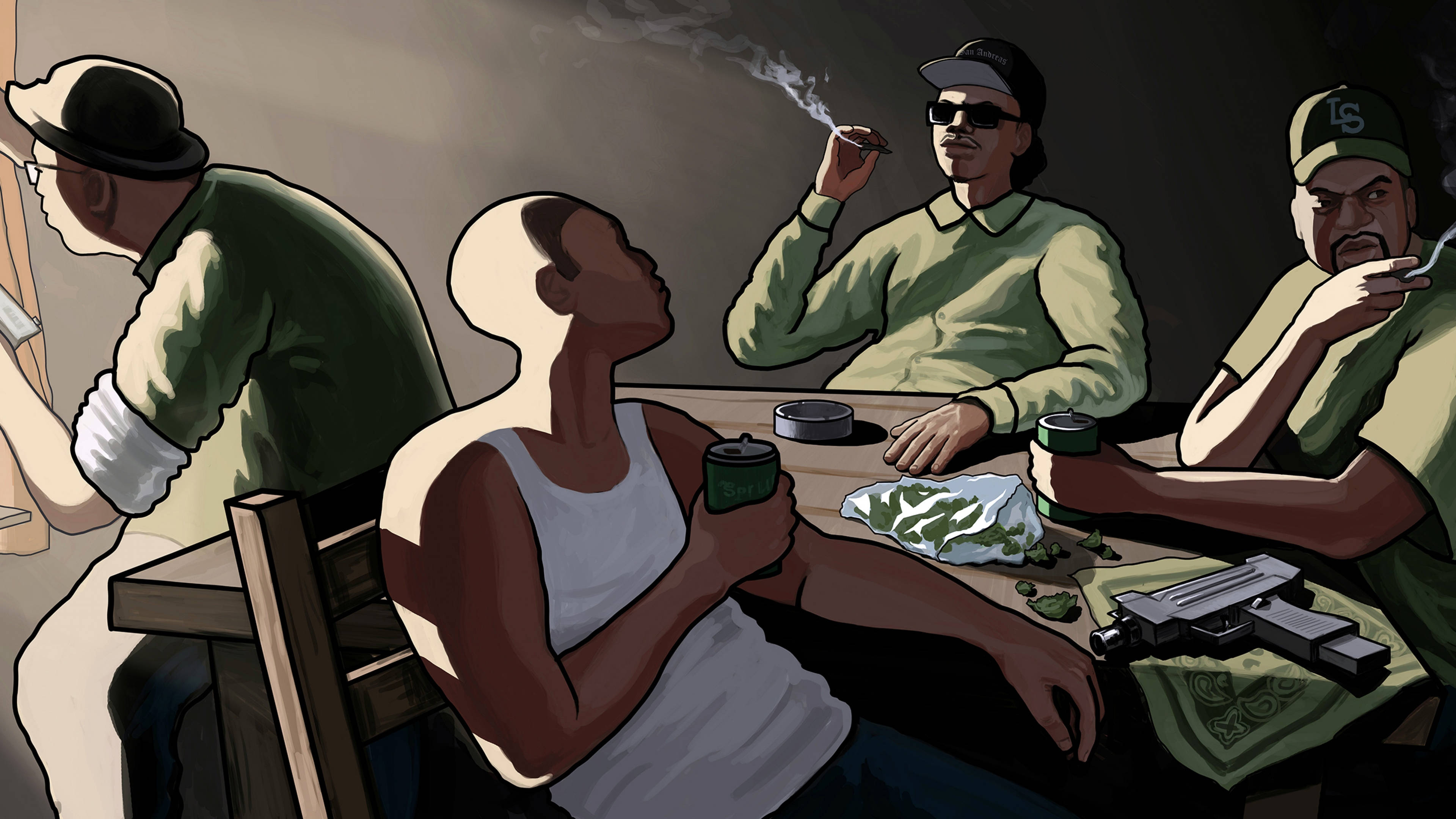 GTA SA 4K गैंग मीटिंग वॉलपेपर