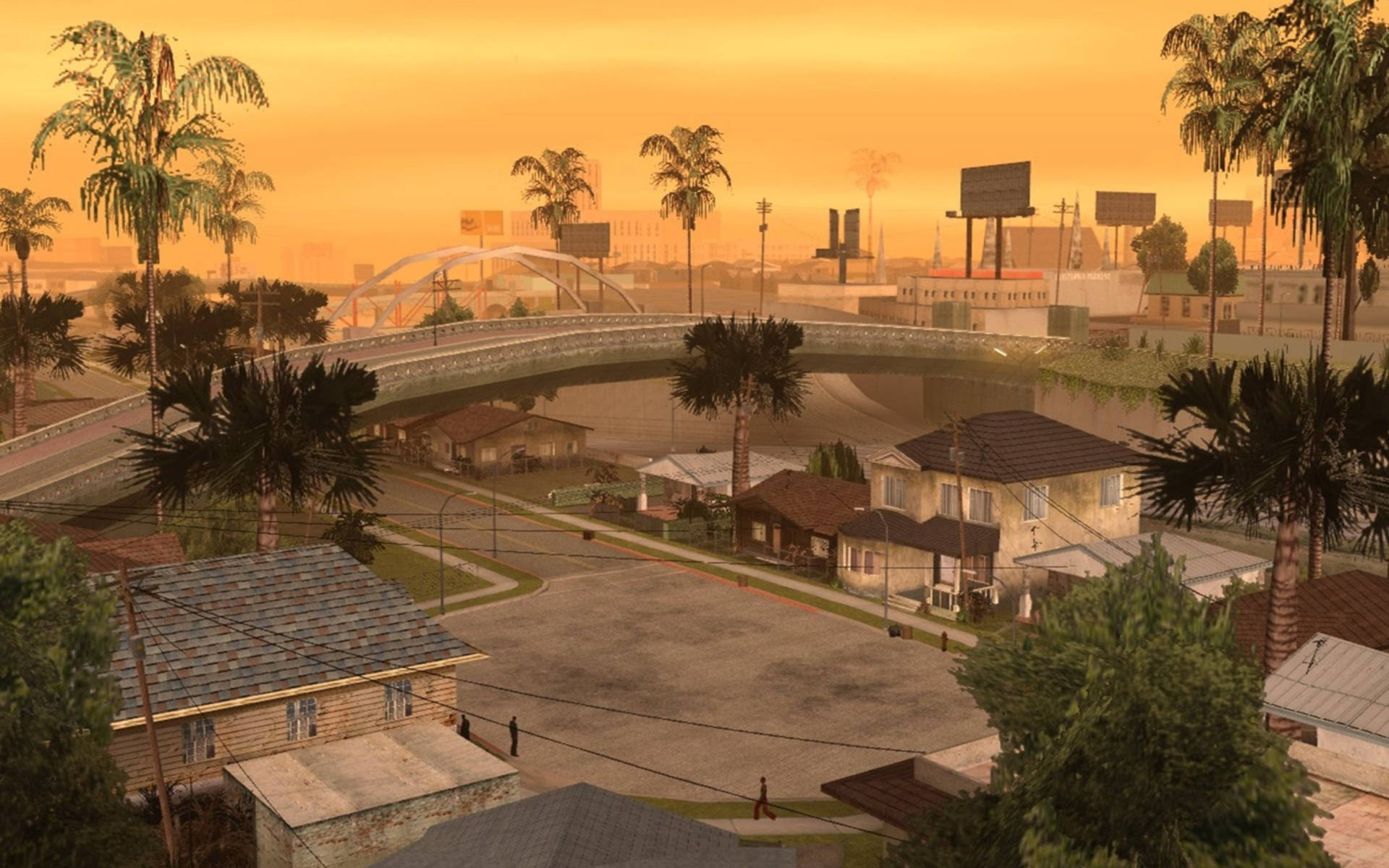 GTA SA 4K शहर का सूर्यास्त वॉलपेपर
