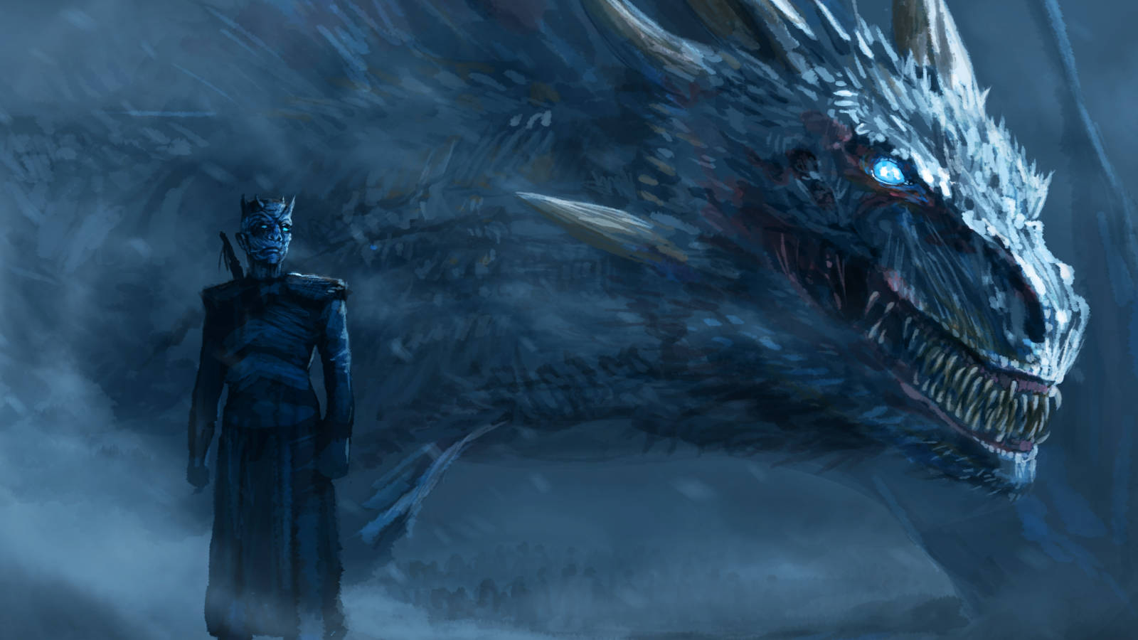 HBO के Game of Thrones में नाइट किंग सर्दियों के अंधकार पर राज करता है। वॉलपेपर