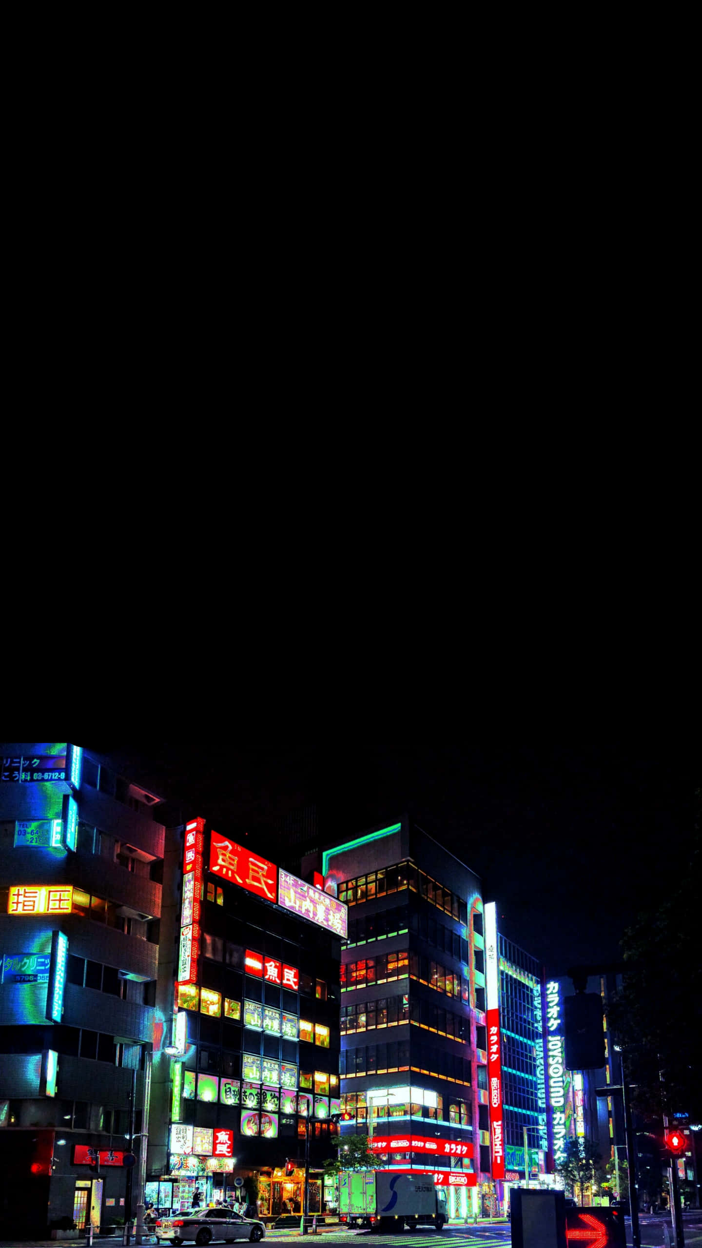 HD OLED टोक्यो नाइट बैकग्राउंड वॉलपेपर
