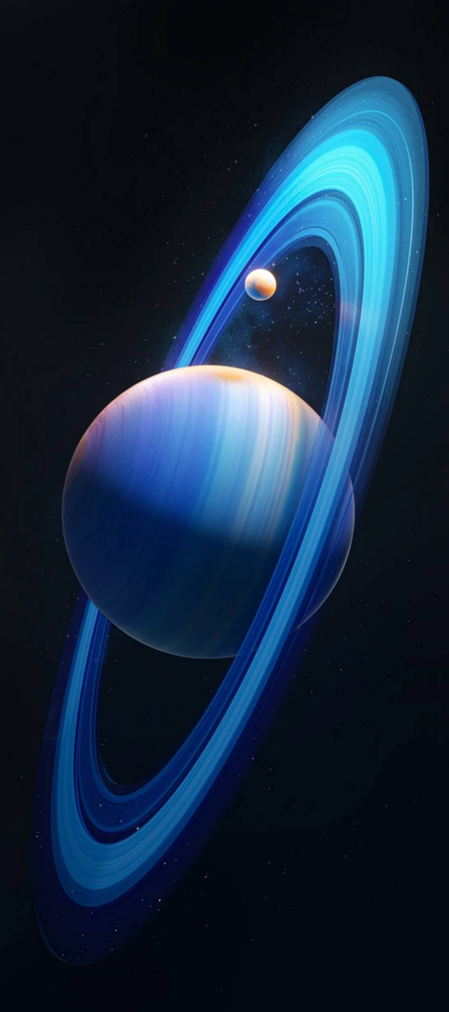 अद्वितीय अल्ट्रा ब्लू डिज़ाइन में Infinix Zero, शनि ग्रह की पृष्ठभूमि के साथ वॉलपेपर