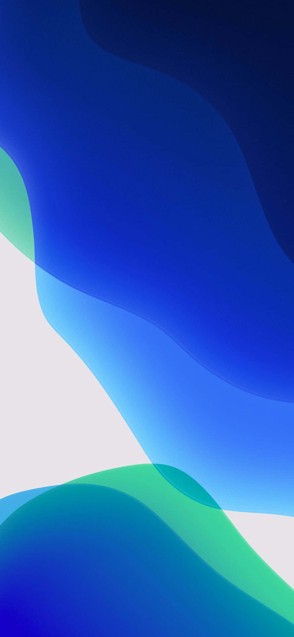 iOS 13 सफेद नीला और हरा बैकग्राउंड वॉलपेपर