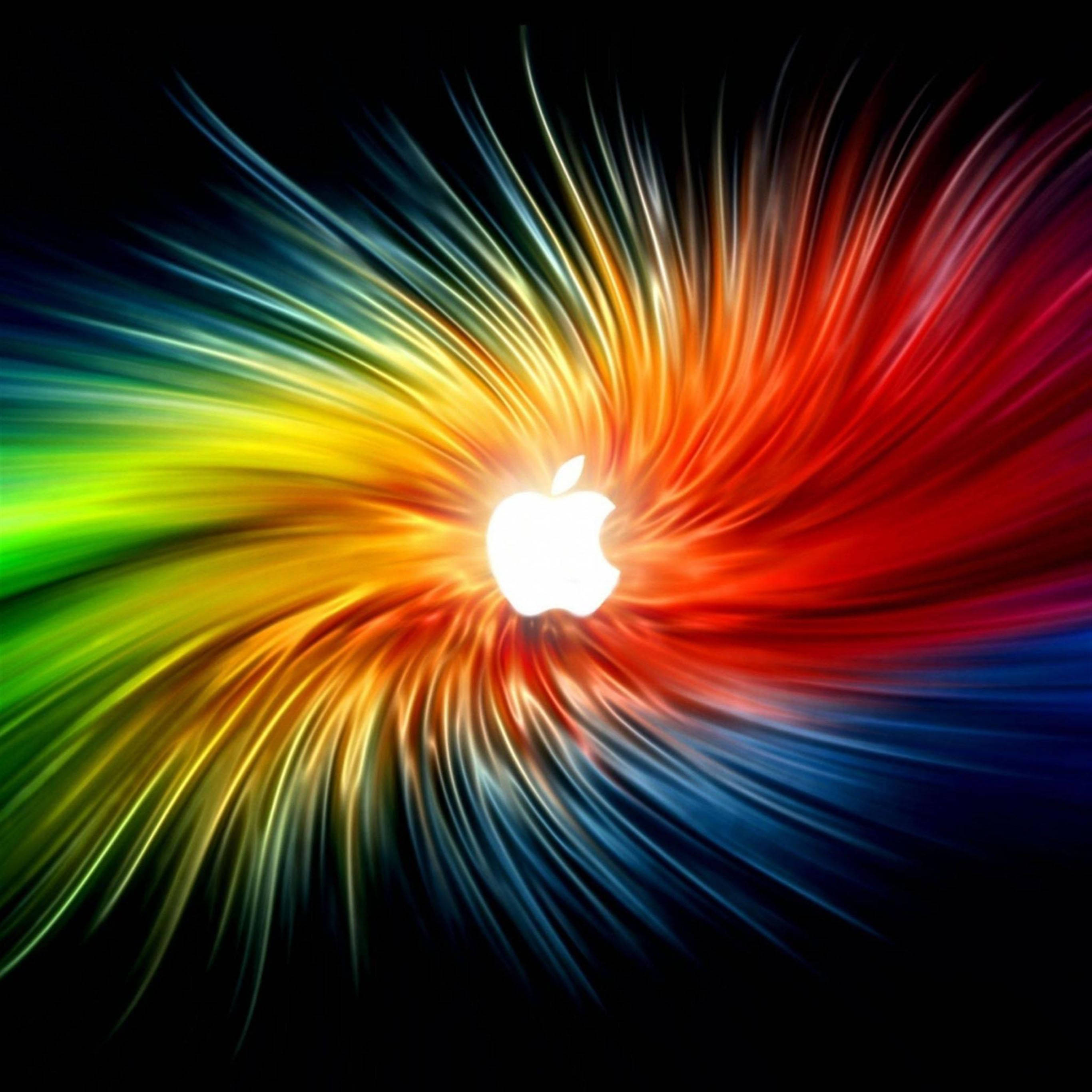 iPad Pro Apple लोगो इंद्रधनुषी कपड़े पर वॉलपेपर
