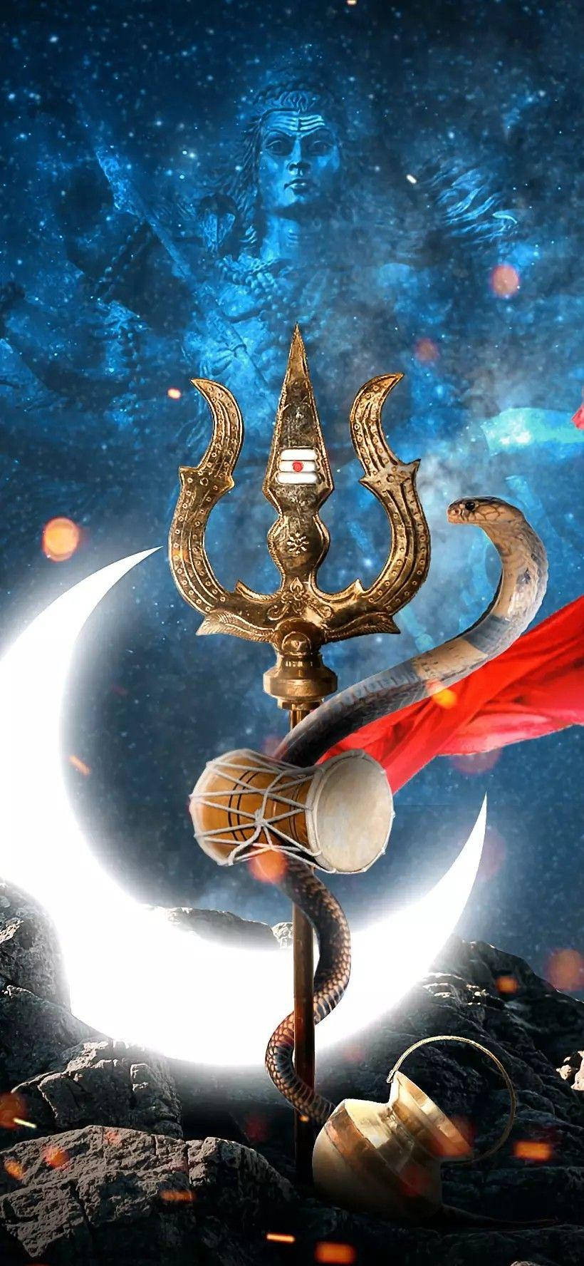 शिव iPhone त्रिशूल चाँद के साथ वॉलपेपर