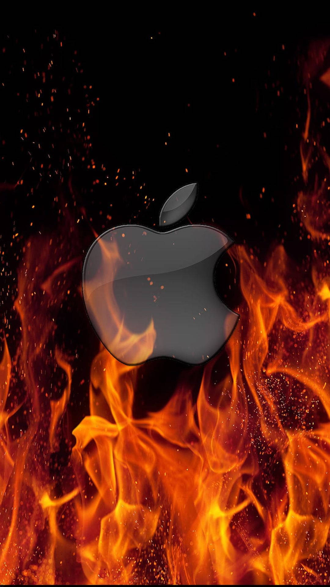 फाइरी एप्पल लोगो iPhone वॉलपेपर