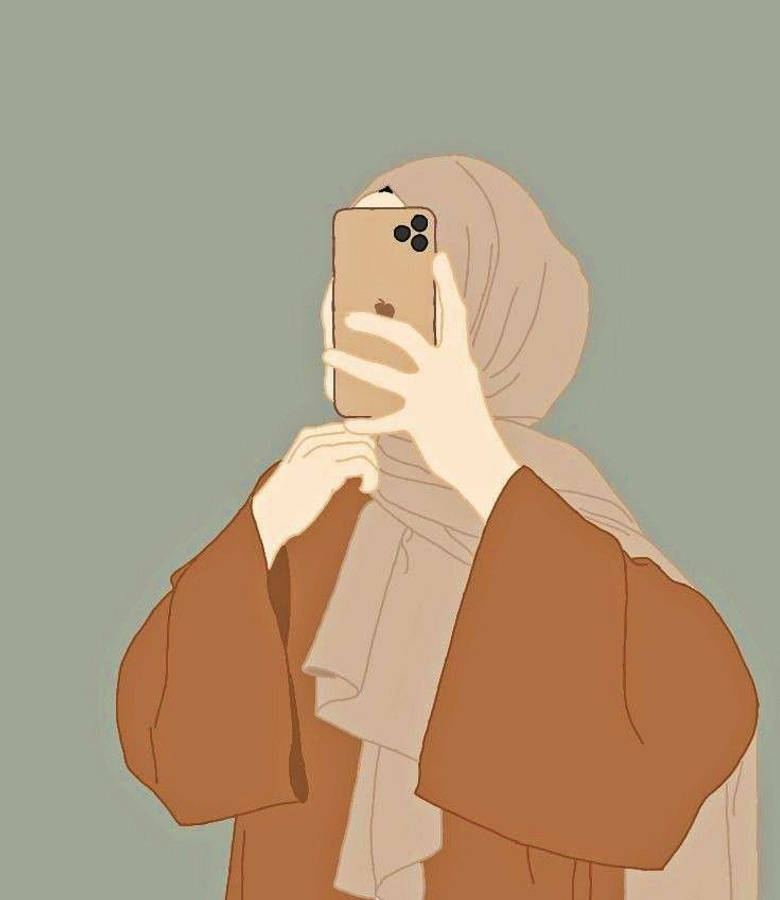 हिजाब कार्टून लड़की iPhone के साथ वॉलपेपर