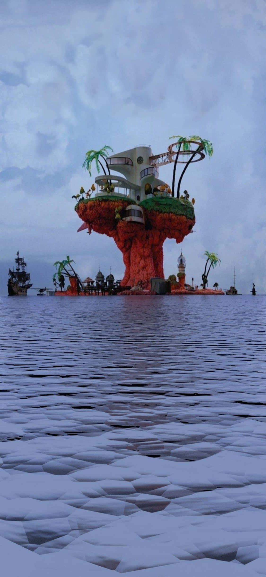 समुद्र तट पृष्ठभूमि के साथ iPhone X का सुरम्य दृश्य वॉलपेपर
