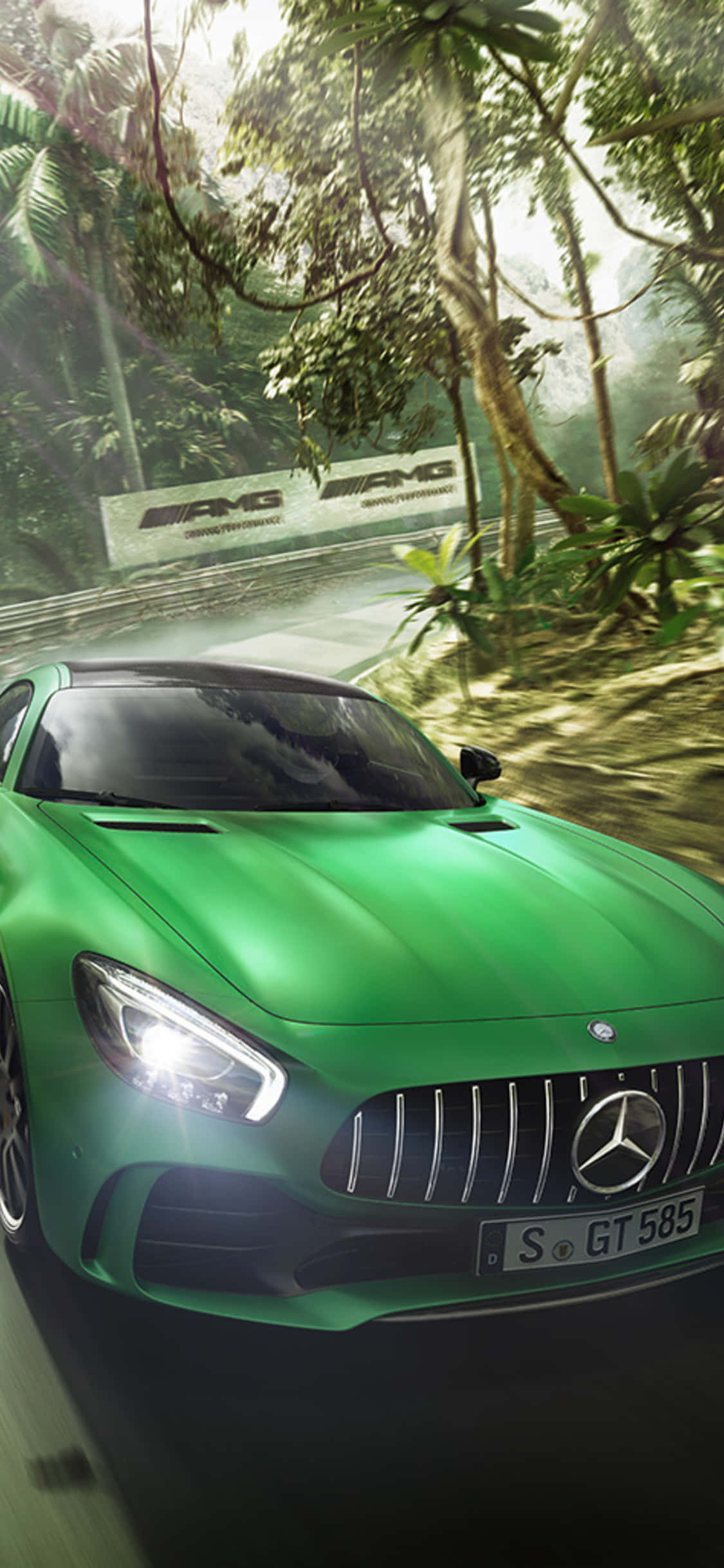 iPhone X Amg Gt-r बैकग्राउंड AMG GT सड़क पर वॉलपेपर