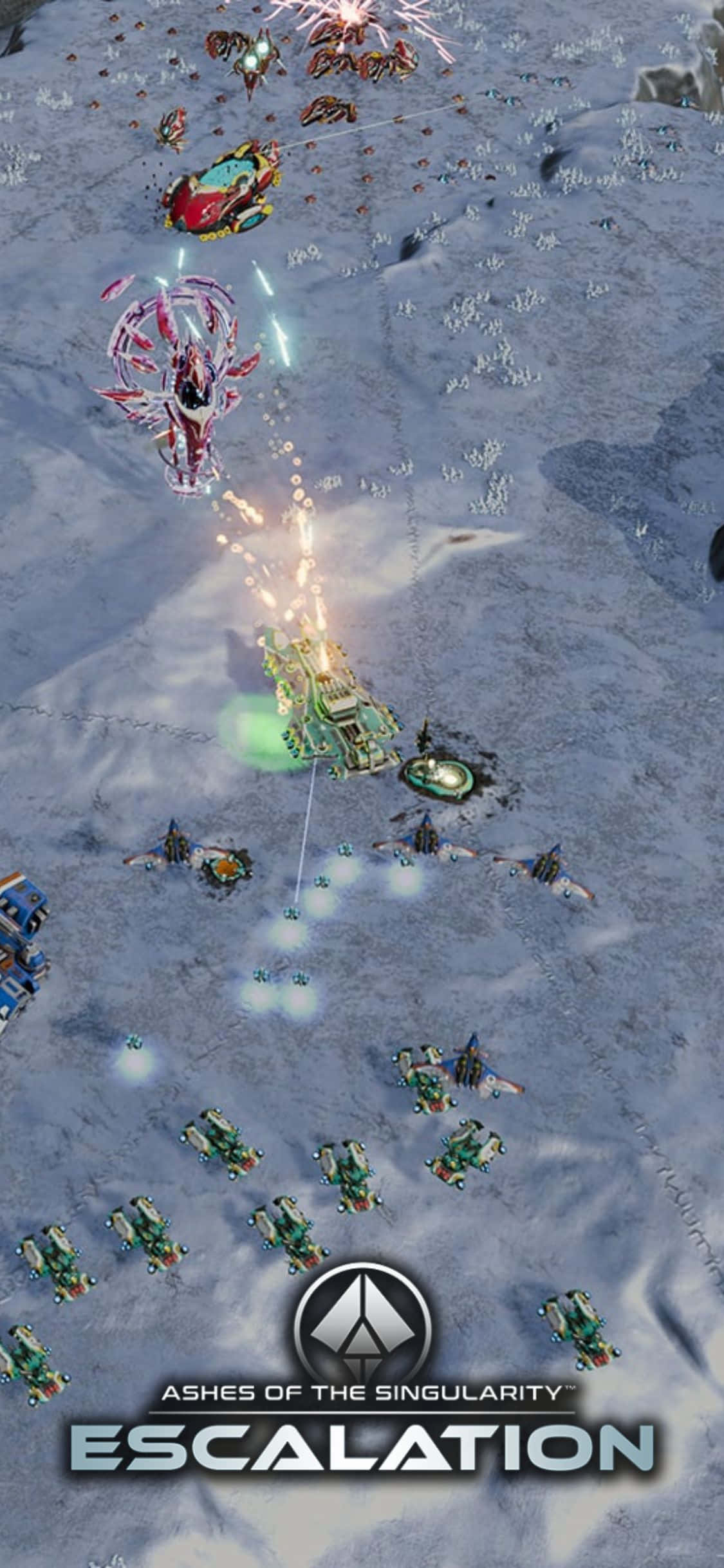 iPhone X पर 'Ashes Of The Singularity Escalation' में प्रौद्योगिकी और प्रकृति की शक्तियों के बीच महाकाव्य युद्ध का अनुभव करें वॉलपेपर