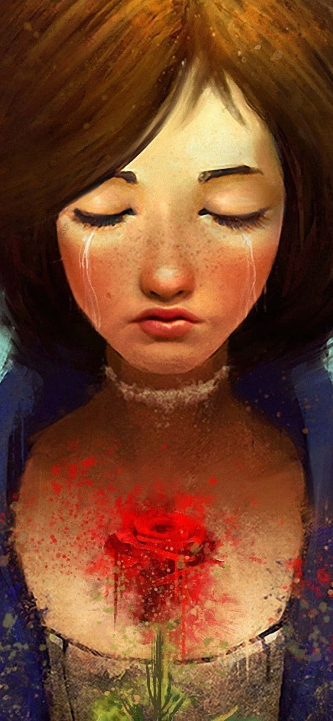 iPhone X Bioshock Infinite बैकग्राउंड फैनआर्ट ड्राइंग एलिज़ाबेथ रोती हुई वॉलपेपर