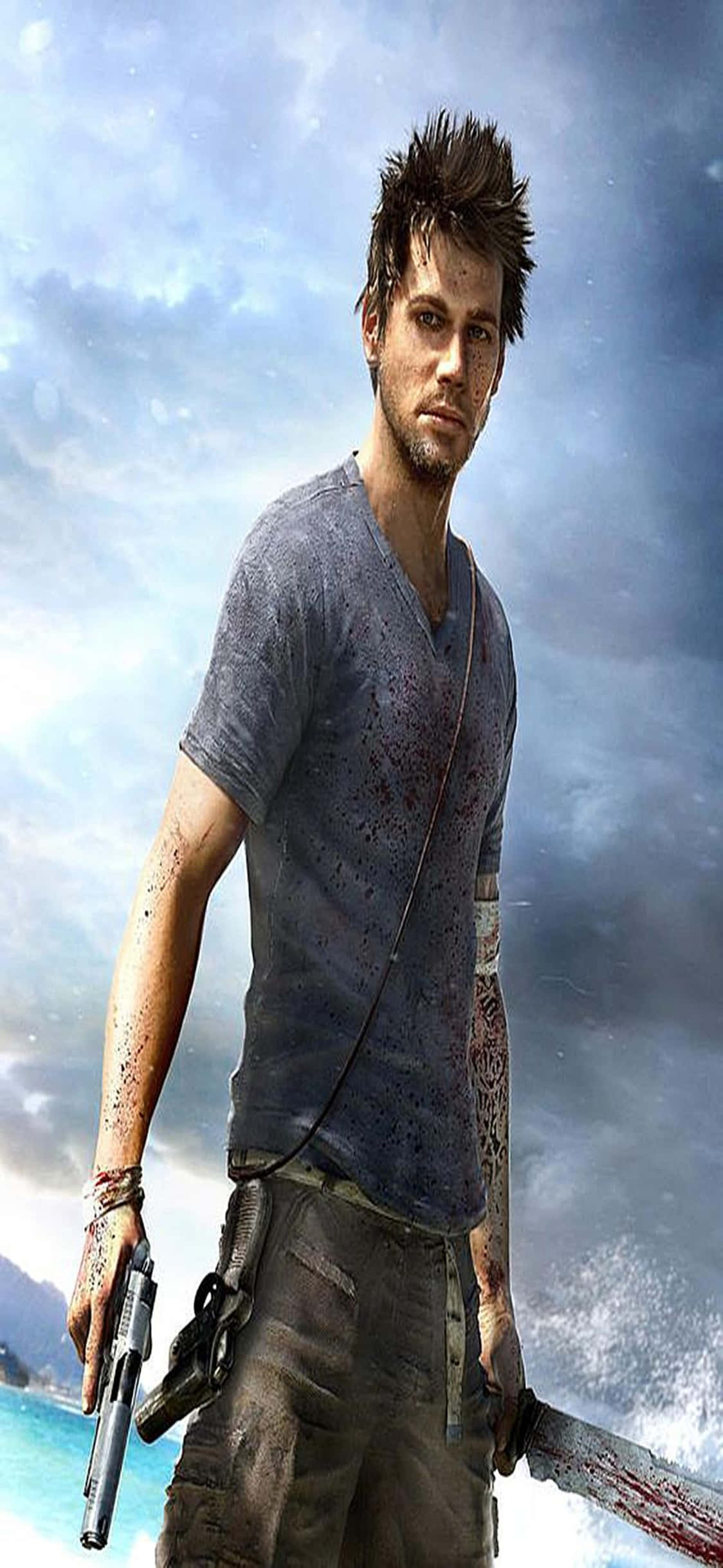 iPhone X Far Cry 3 Jason Brody मचेट बैकग्राउंड वॉलपेपर