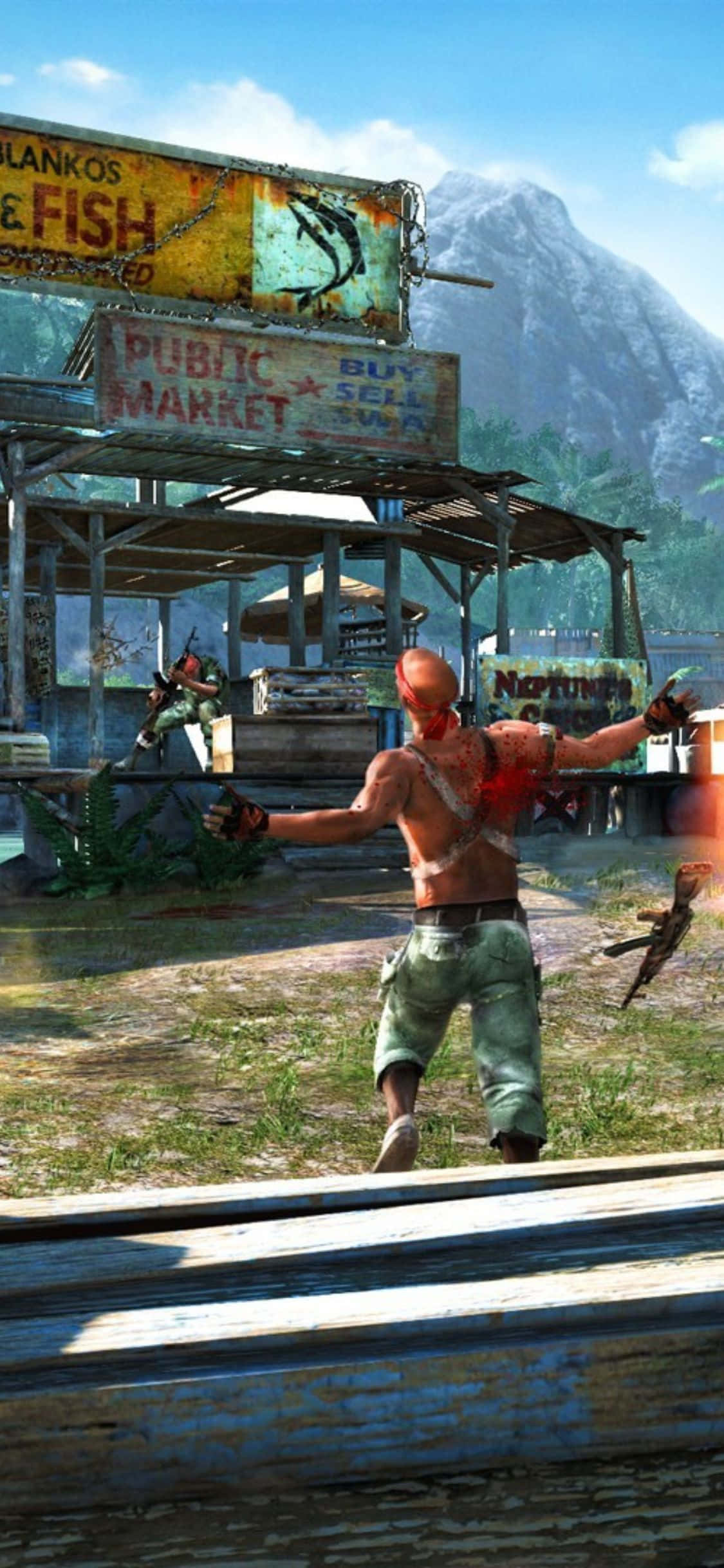 iPhone X Far Cry 3 गोली लगने वाला आदमी बैकग्राउंड वॉलपेपर
