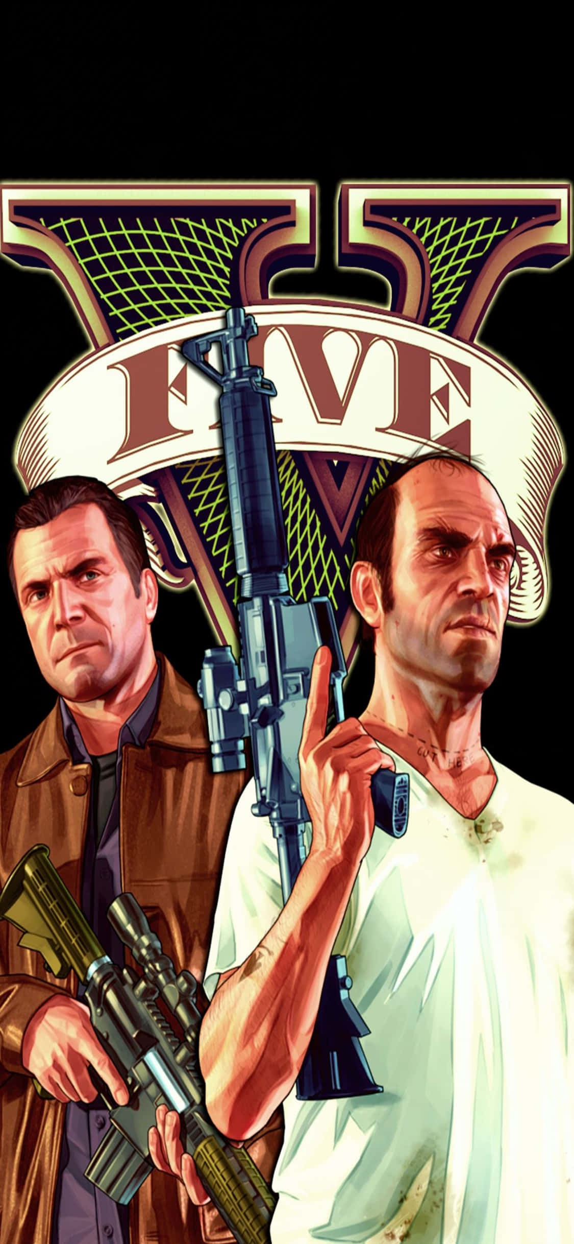 iPhone X Grand Theft Auto V पृष्ठभूमि Michael और Trevor वॉलपेपर