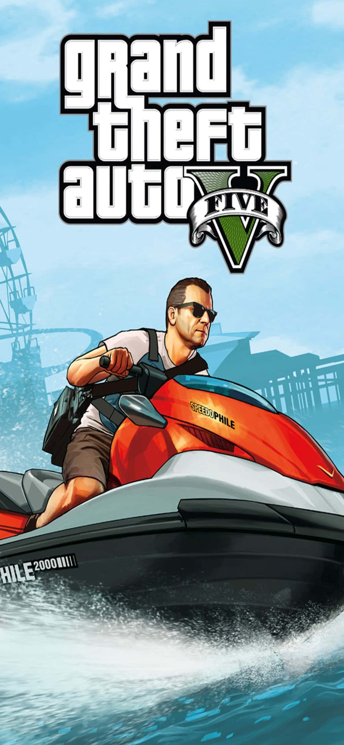 iPhone X Grand Theft Auto V बैकग्राउंड और जेट स्की वॉलपेपर