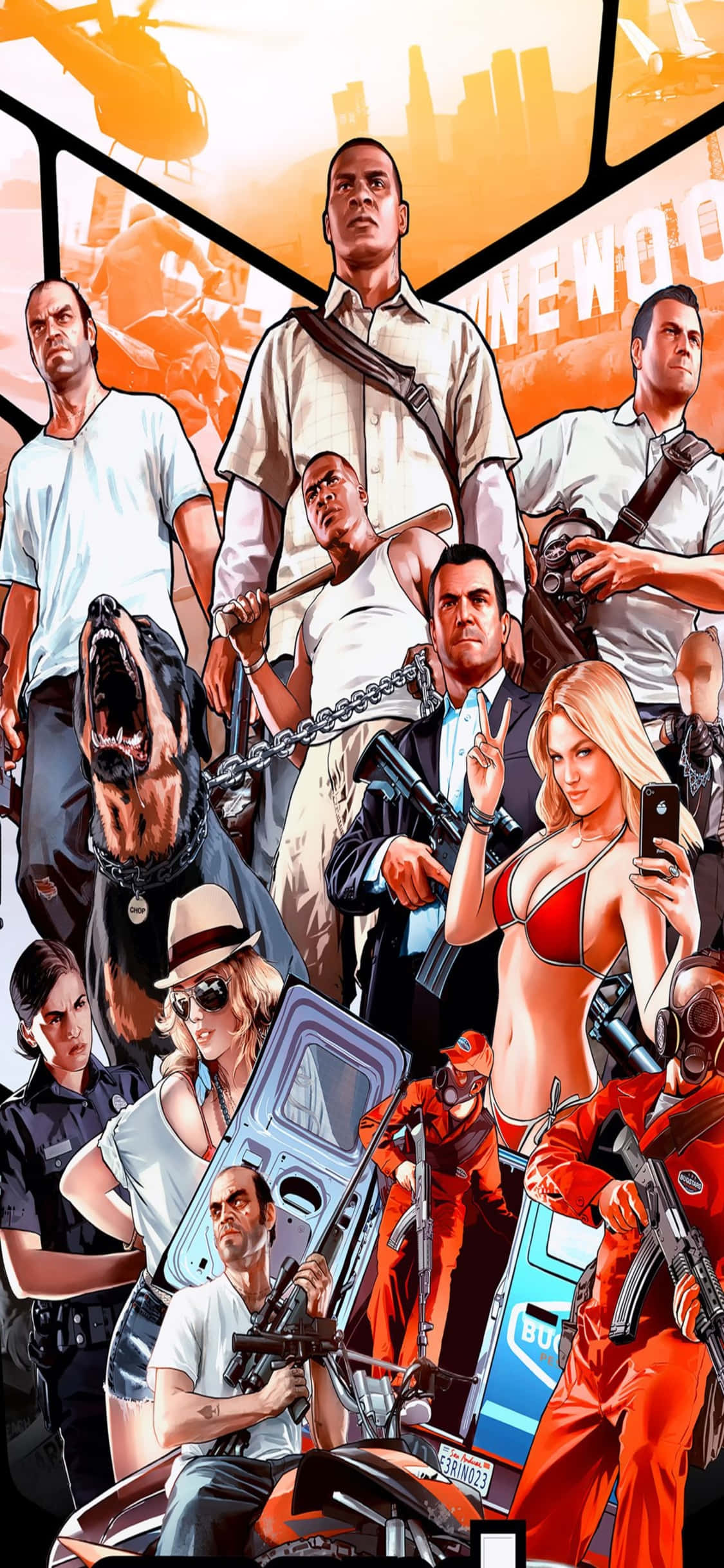 iPhone X Grand Theft Auto V पृष्ठभूमि और कैरेक्टर वॉलपेपर