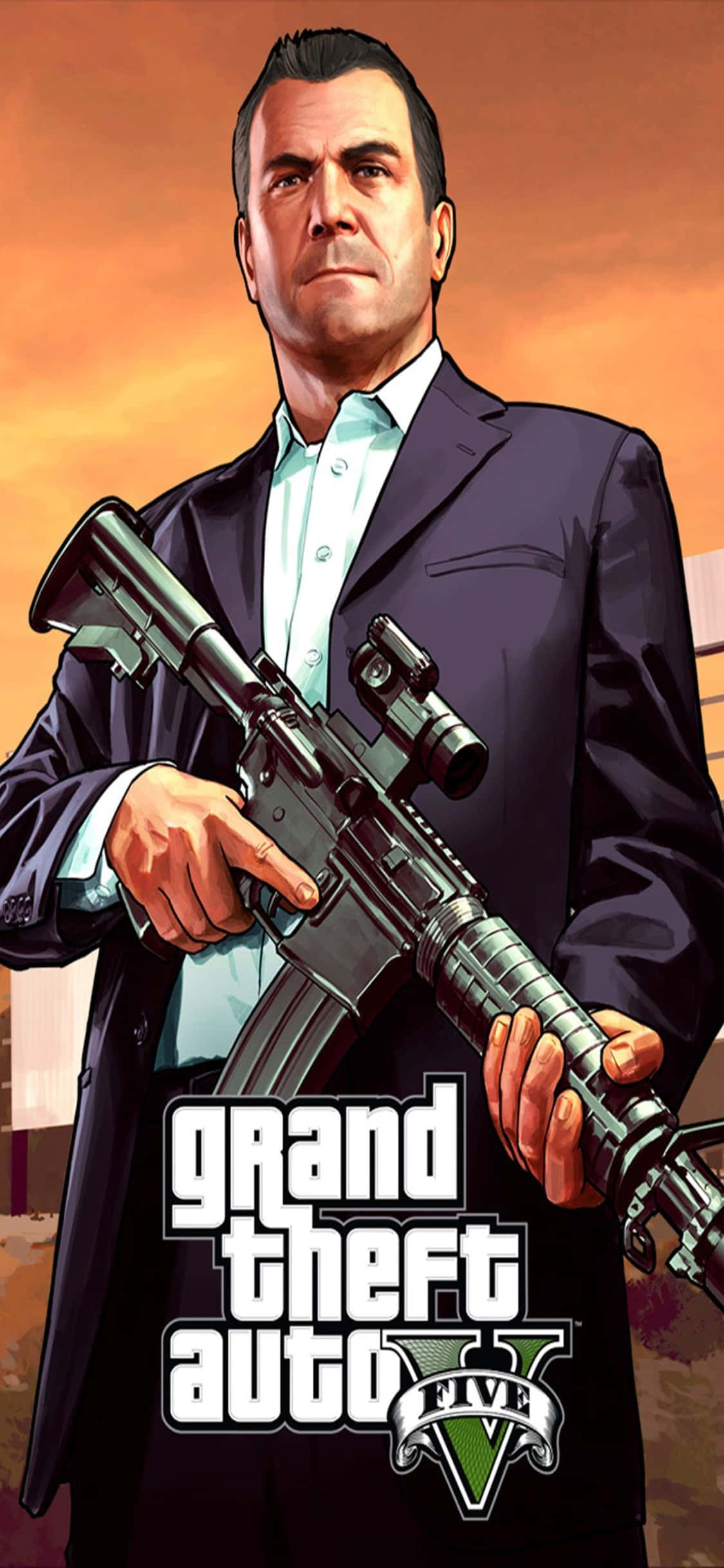 iPhone X Grand Theft Auto V बैकग्राउंड बंदूक और माइकल वॉलपेपर