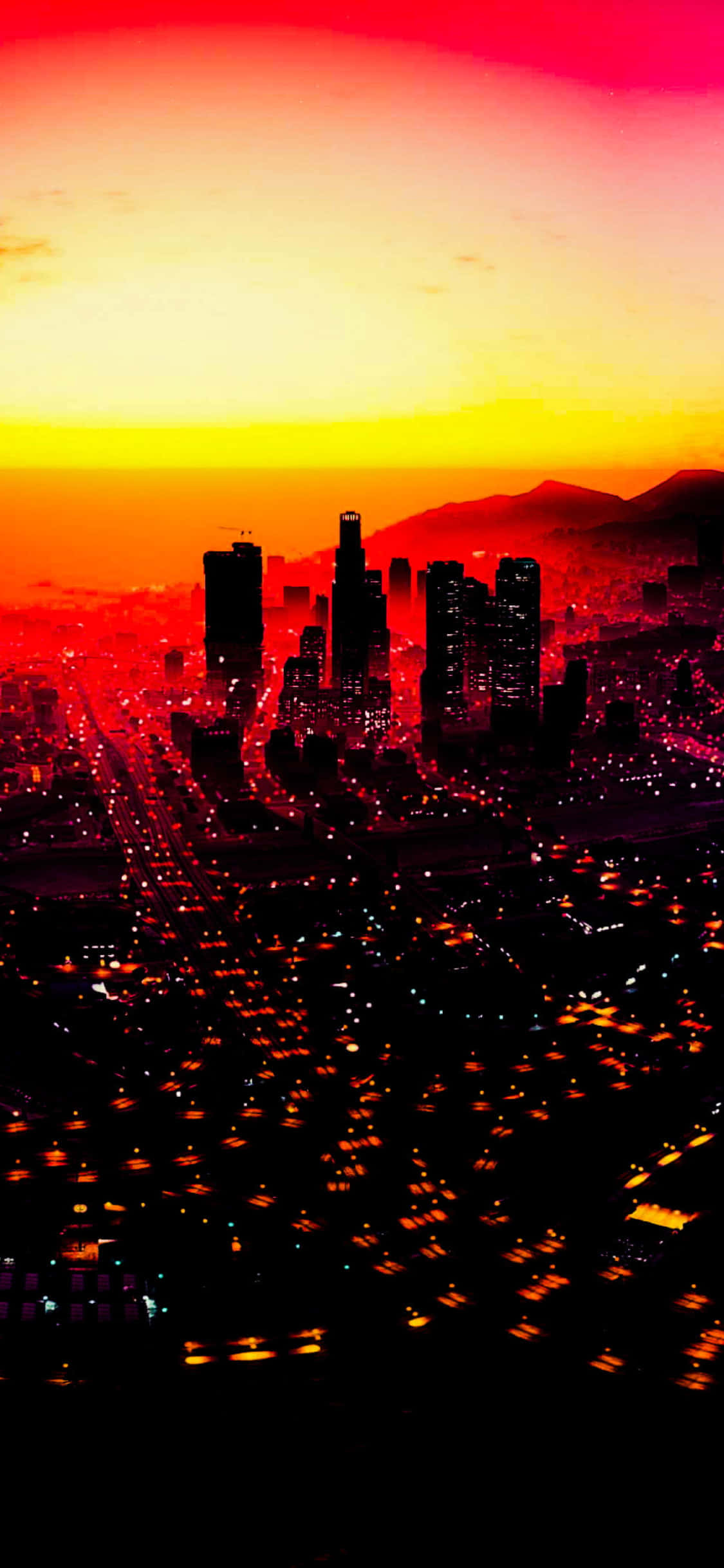 iPhone X Grand Theft Auto V पृष्ठभूमि लाल सूर्यास्त वॉलपेपर
