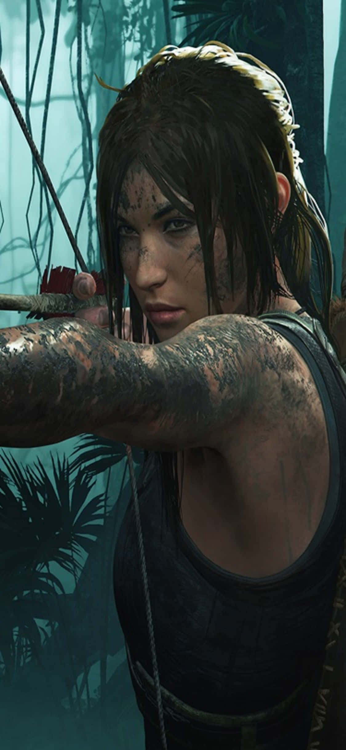 iPhone X Shadow of the Tomb Raider के साथ अपने साहसिक कार्य में शीर्ष पर पहुँचने के लिए चढ़ाई करें। वॉलपेपर