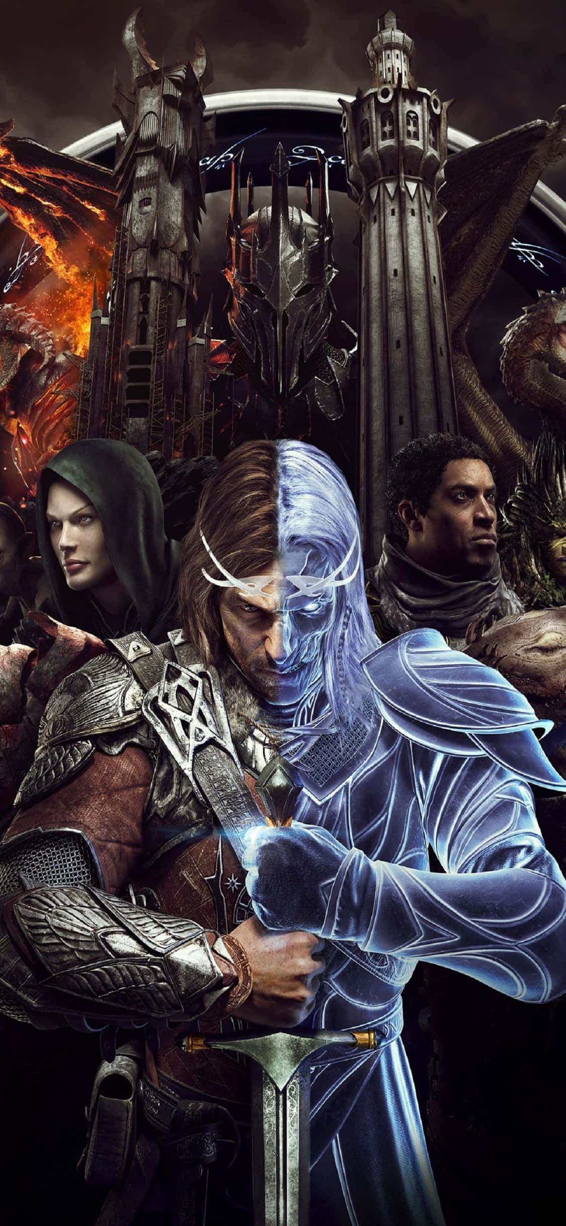 iPhone X Shadow Of Mordor बैकग्राउंड में पात्र वॉलपेपर