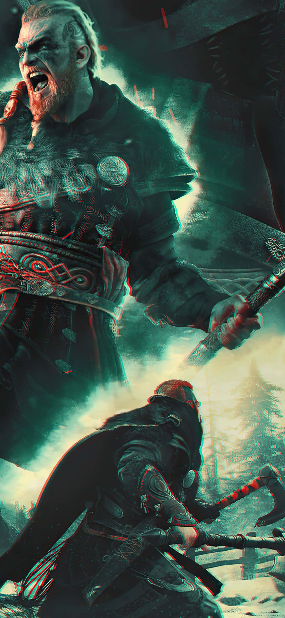 iPhone Xs Assassin's Creed Valhalla Eivor का उत्पात मचाते हुए बैकग्राउंड वॉलपेपर