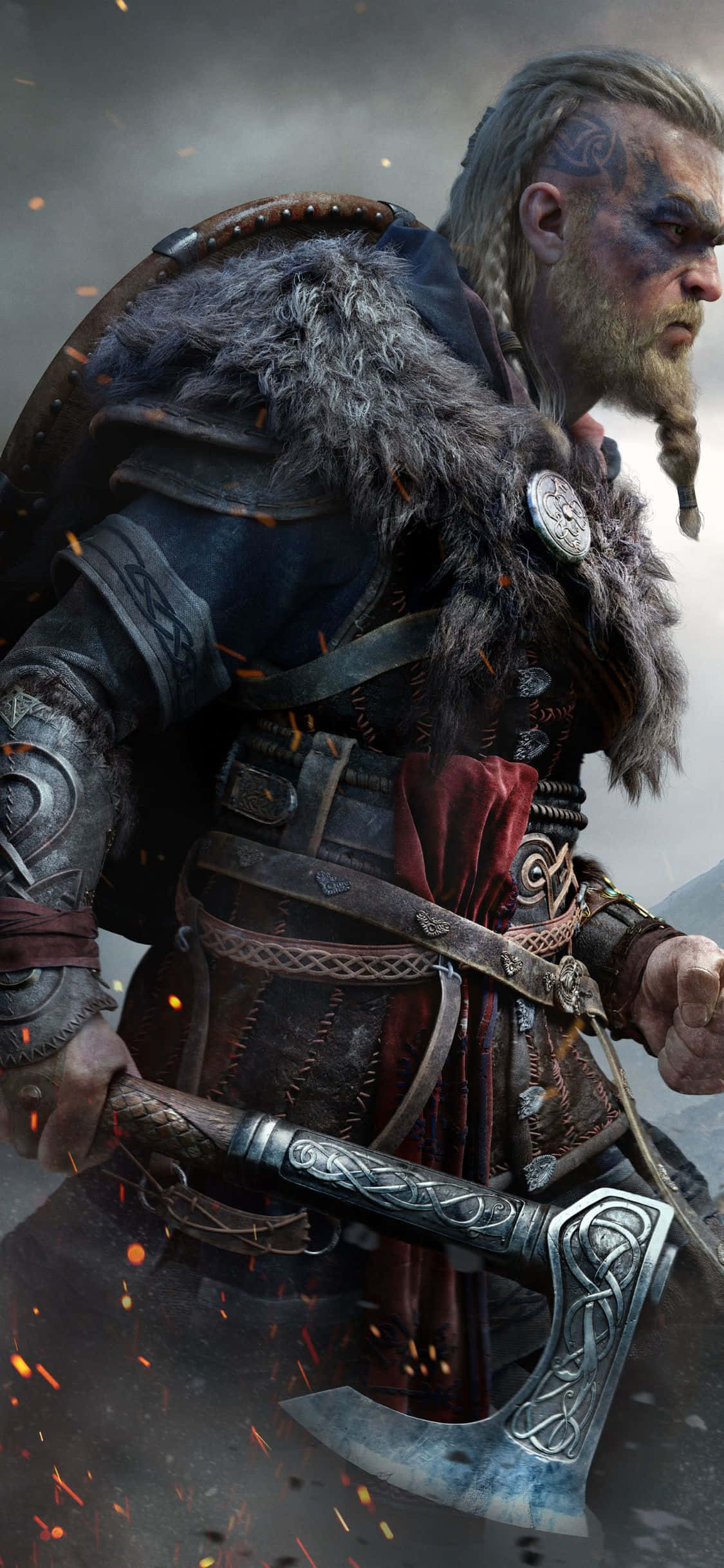 iPhone Xs Assassin's Creed Valhalla ईवर युद्ध के लिए तैयार बैकग्राउंड वॉलपेपर