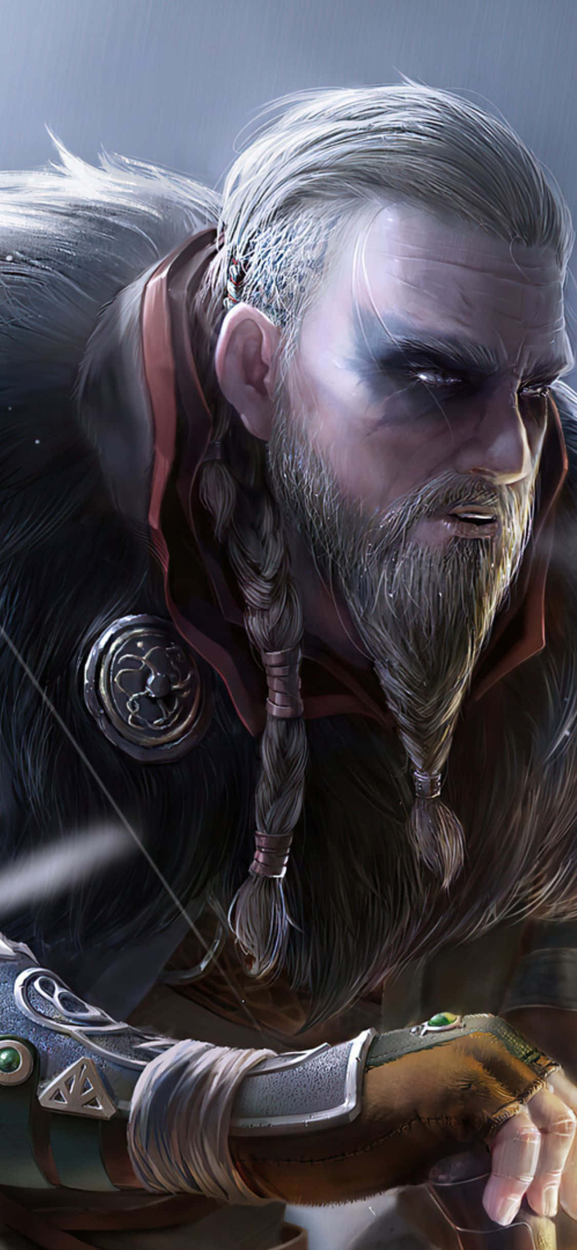 iPhone Xs Assassin's Creed Valhalla ईवोर की फैनआर्ट पेंटिंग पृष्ठभूमि वॉलपेपर