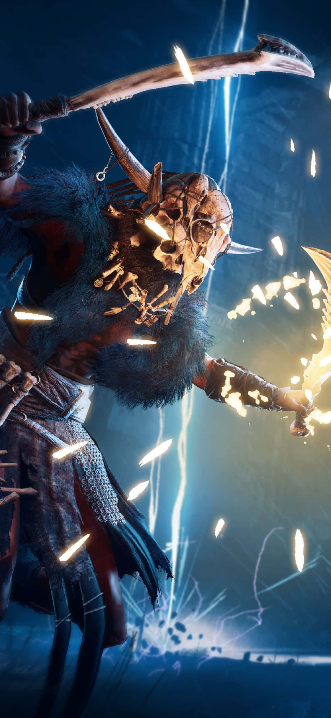 iPhone Xs Assassin's Creed Valhalla बर्केलो राक्षस पृष्ठभूमि वॉलपेपर