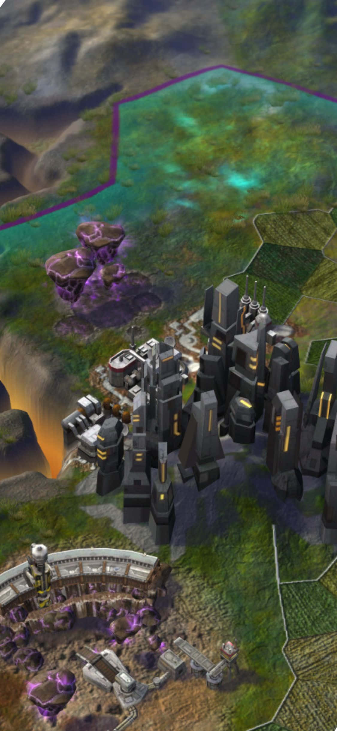iPhone XS Civilization Beyond Earth मानचित्र ऊपरी दृश्य पृष्ठभूमि वॉलपेपर