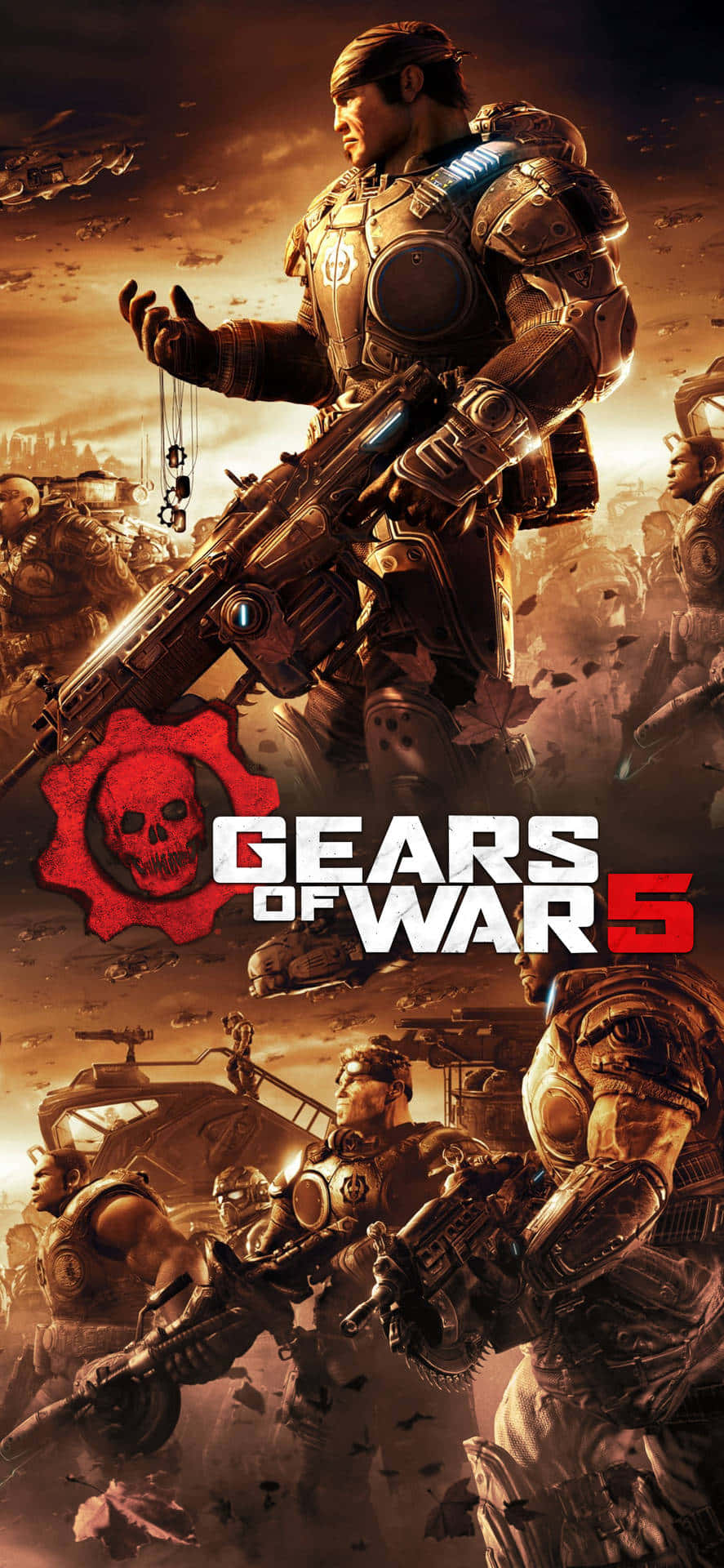 कई पात्रों का पोस्टर iPhone XS Gears Of War 5 पृष्ठभूमि वॉलपेपर