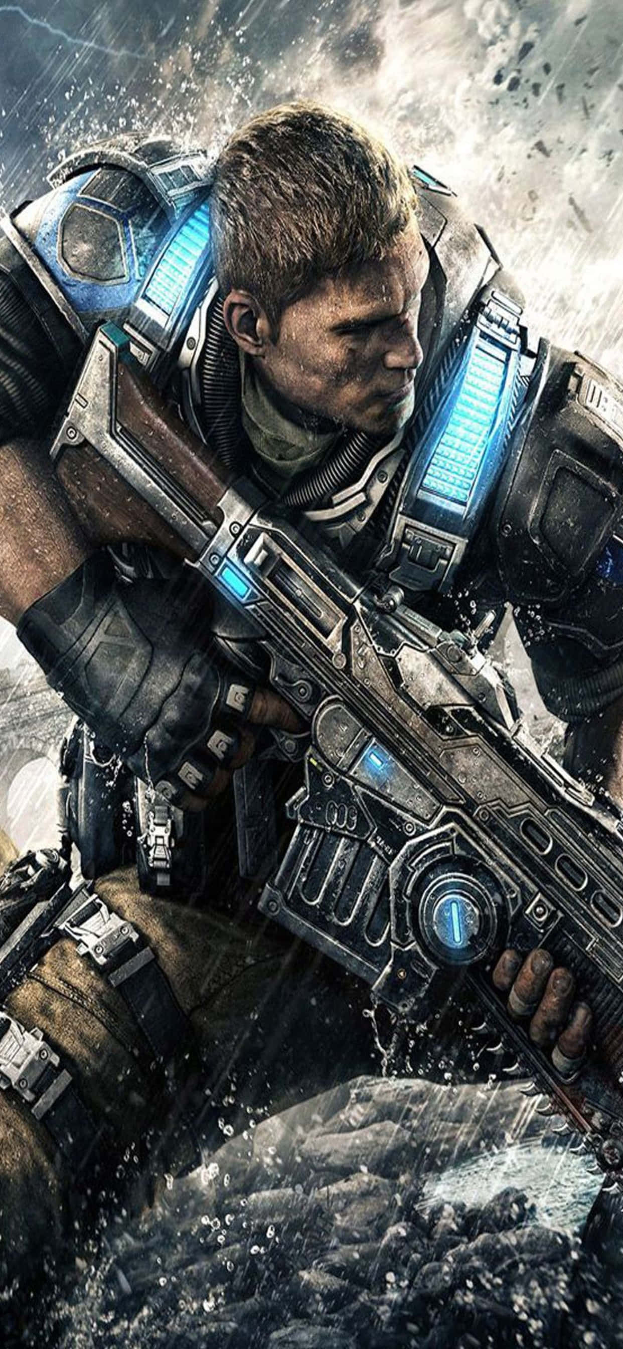 iPhone XS Max Gears Of War 5 JD राइफल पृष्ठभूमि वॉलपेपर