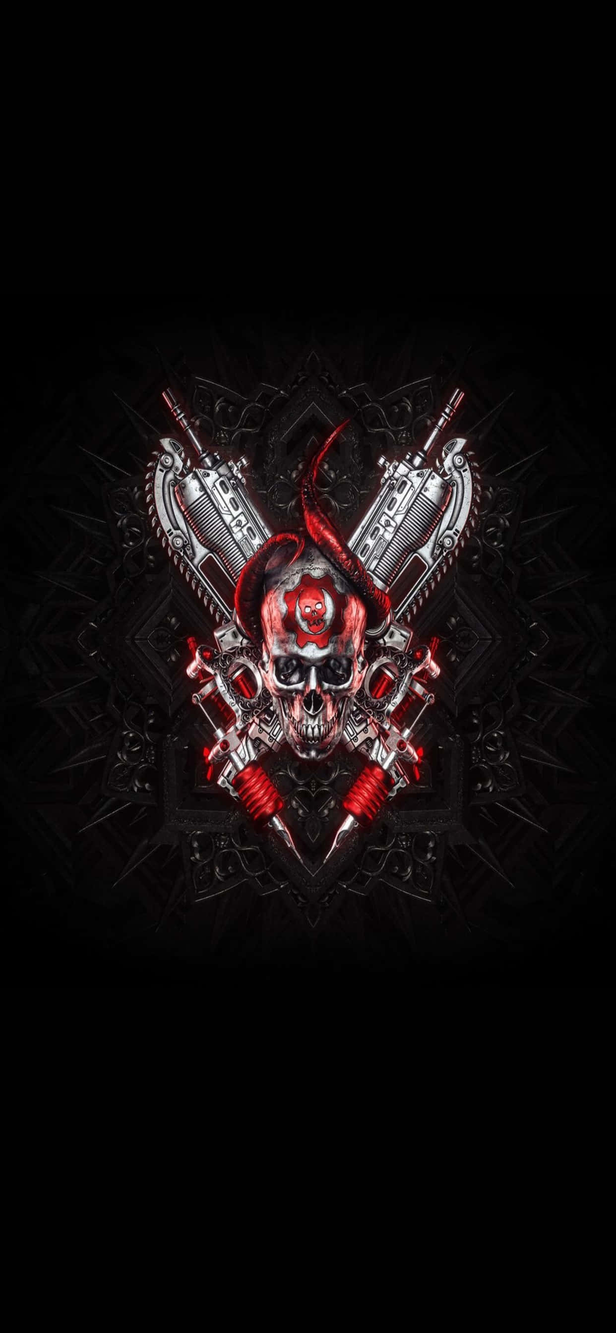 iPhone XS Max Gears Of War 5 सममित लोगो पृष्ठभूमि वॉलपेपर