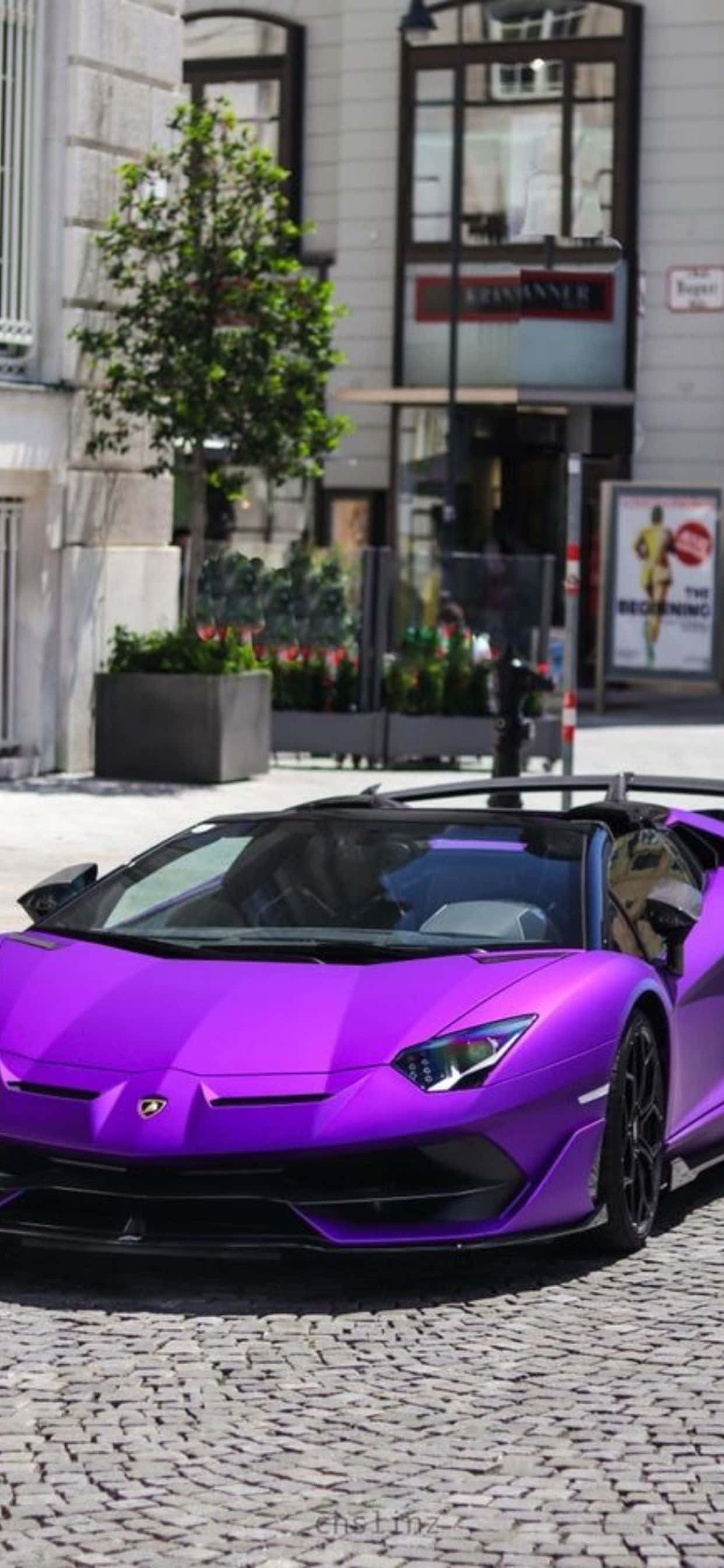 iPhone XS Max Lamborghini Purple Aventador बैकग्राउंड वॉलपेपर