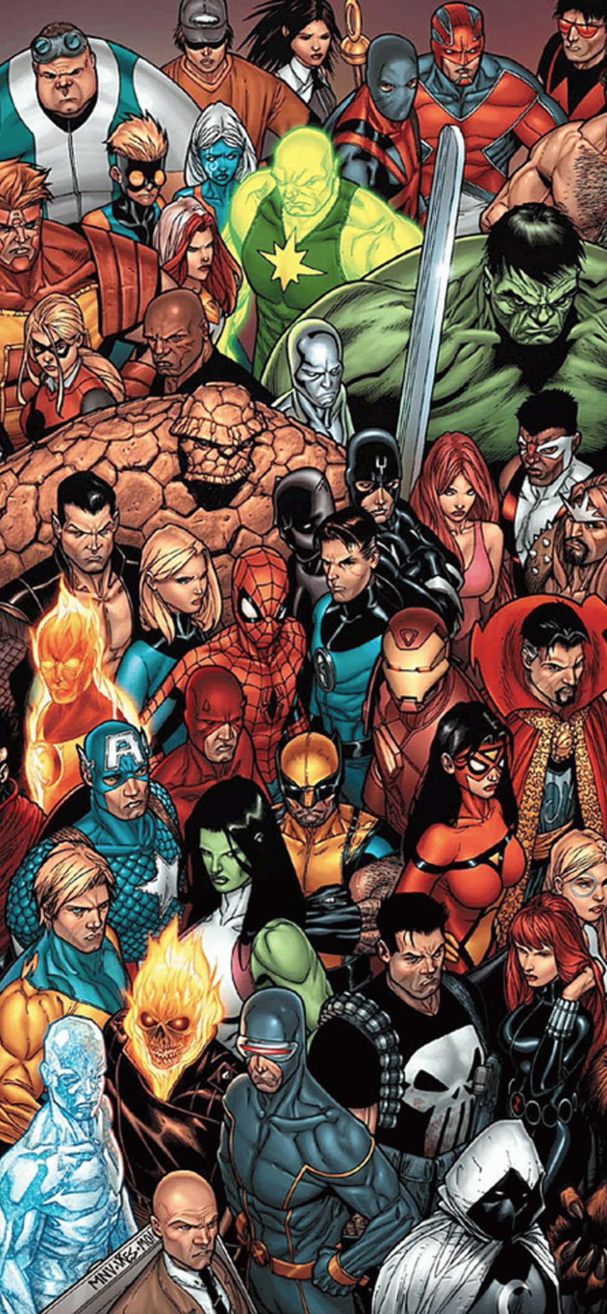 iPhone XS Max Marvel सभी सुपरहीरो बैकग्राउंड वॉलपेपर