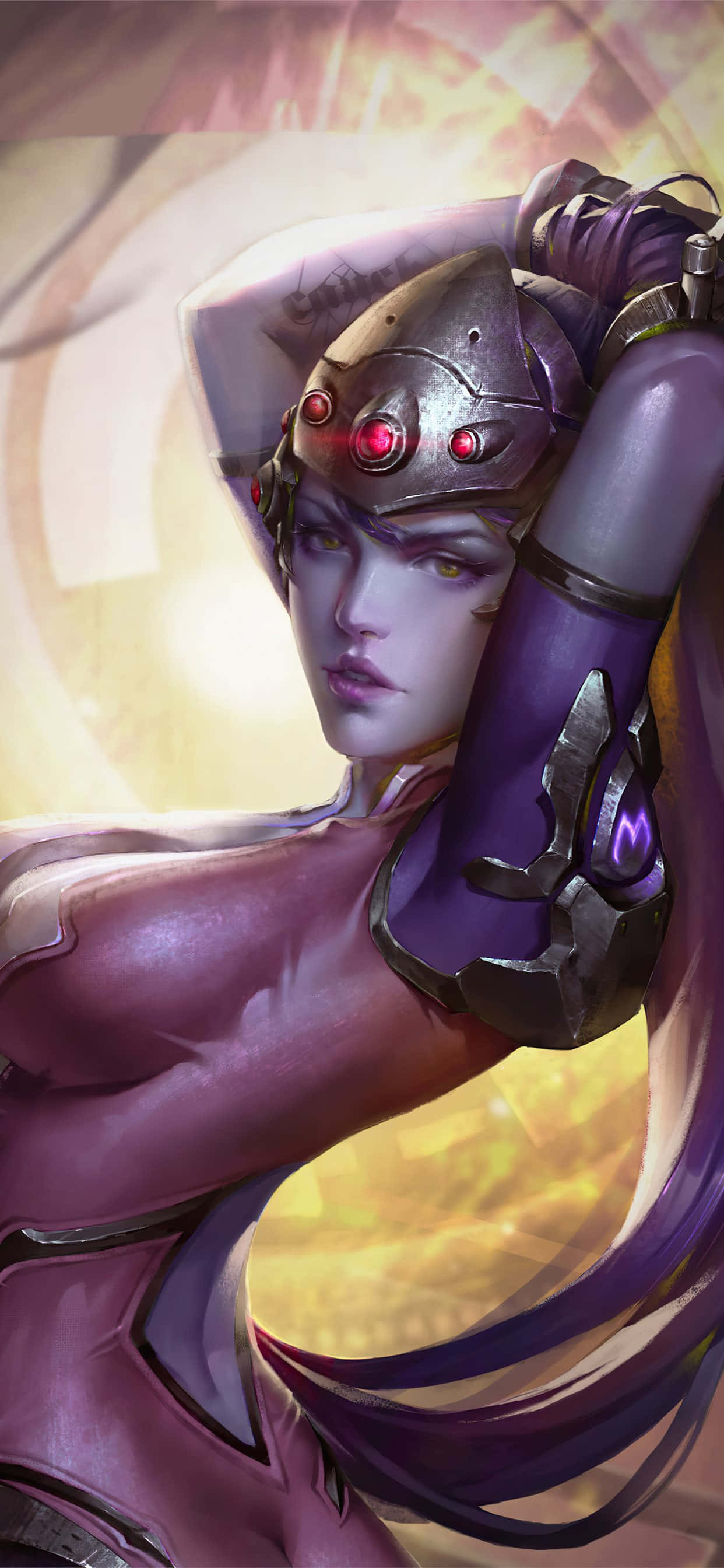 iPhone Xs Max Overwatch बैकग्राउंड Widowmaker हॉट पोज़ वॉलपेपर