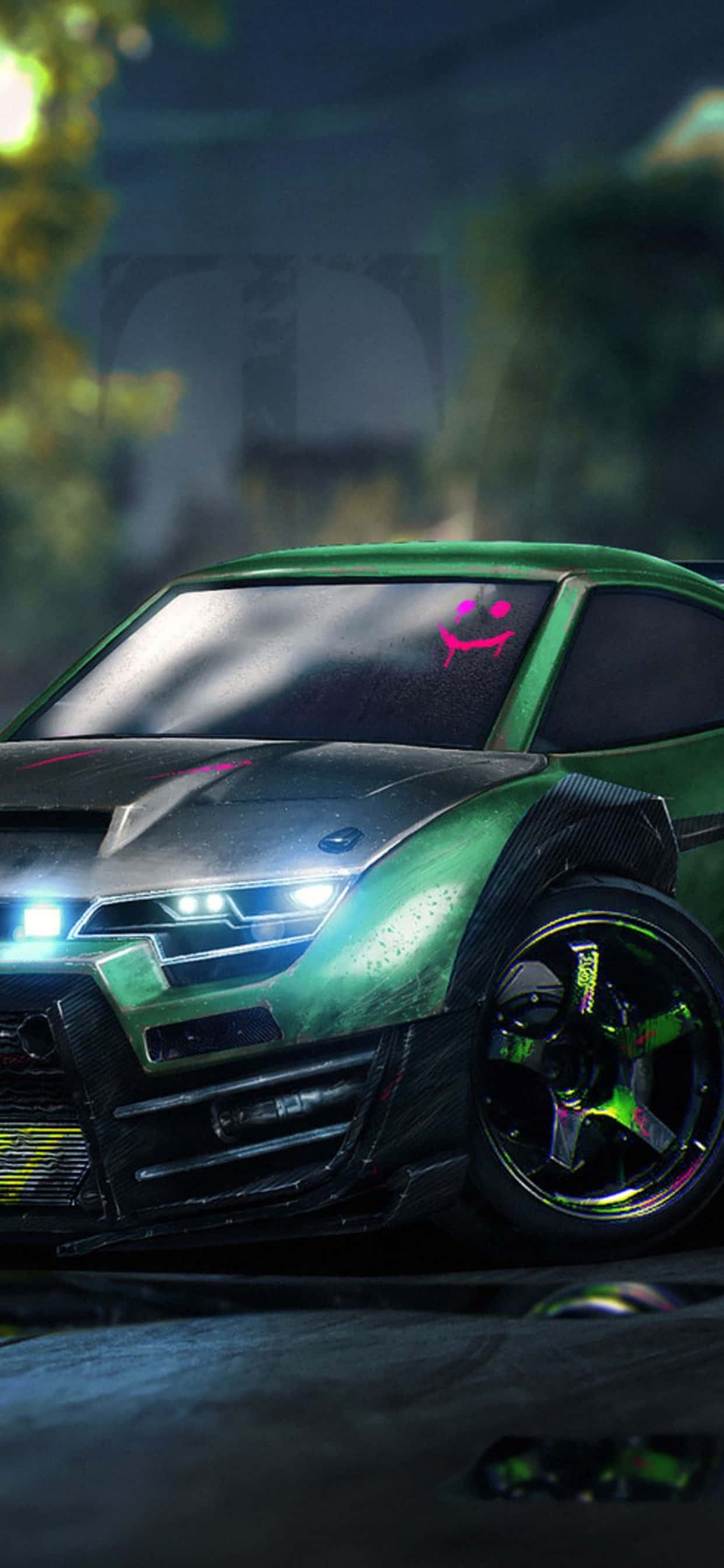 iPhone XS Max Rocket League में एक रेडिकल स्पेसक्राफ्ट में पिच पर दौड़ें वॉलपेपर