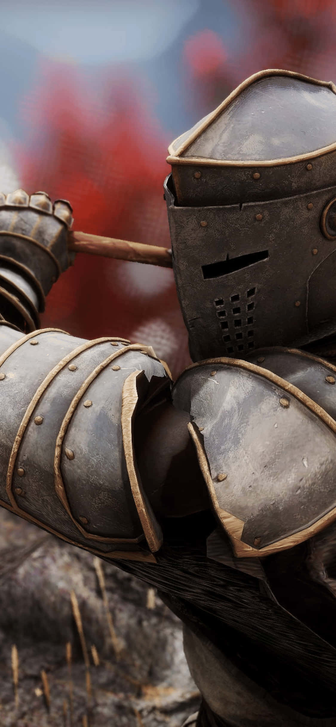 iPhone XS Mordhau योद्धा धुंधली पृष्ठभूमि वॉलपेपर